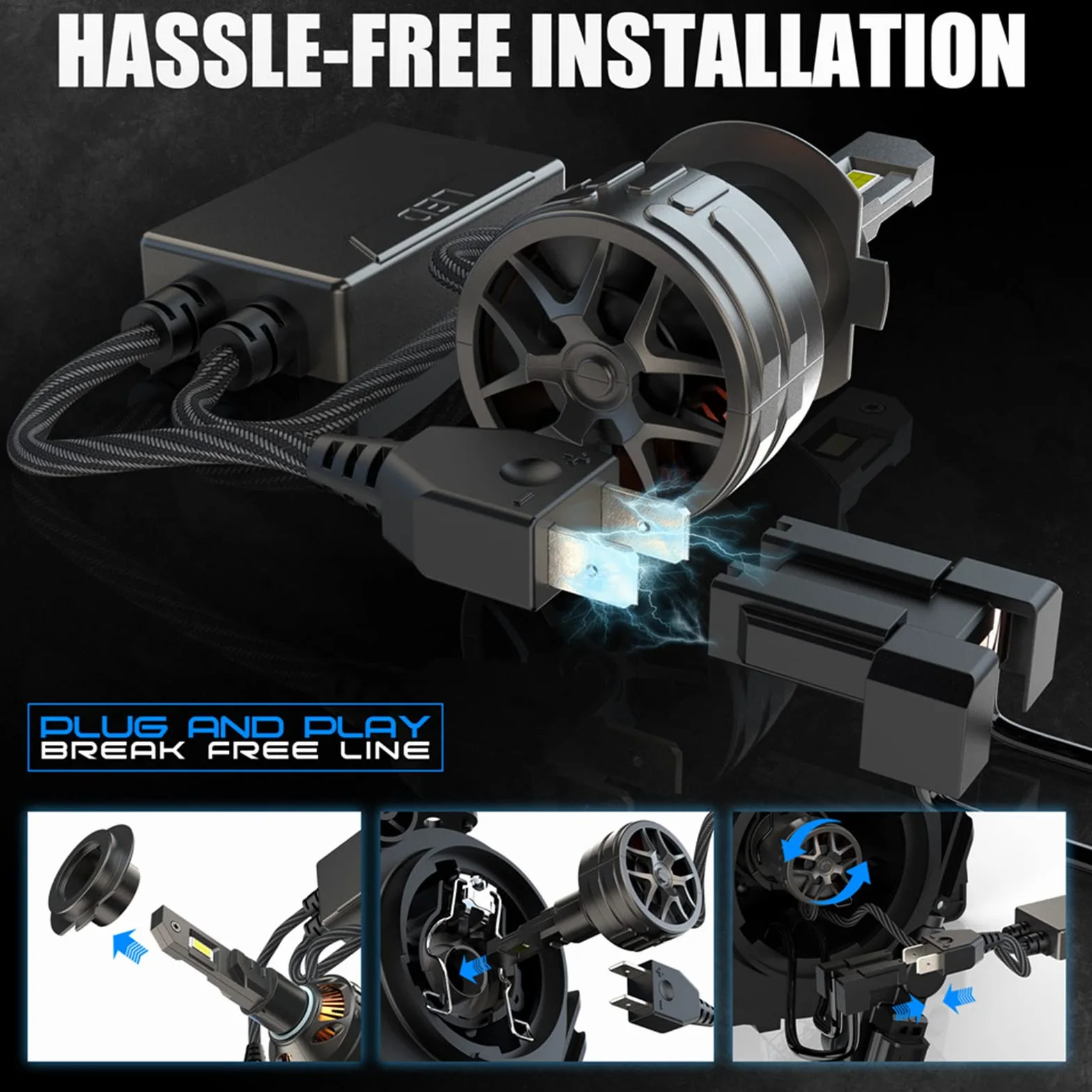 Bombillas LED, Combo De Bombillas LED De 30000 Lm, 600% De Brillo, Bombilla LED Blanca Fría De 6000 K, Kit De Conversión De Bombillas LED De 150 W, Plug And Play Inalámbrico, Paquete De 2,H7