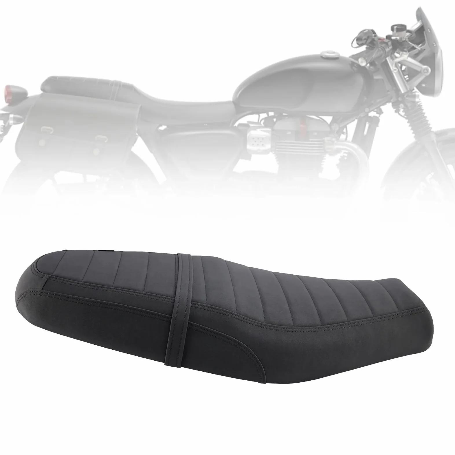 Para velocidad de calle doble Cojín de asiento | Reemplace el asiento delantero trasero conductor y pasajero, inferior, negro(BlackC)