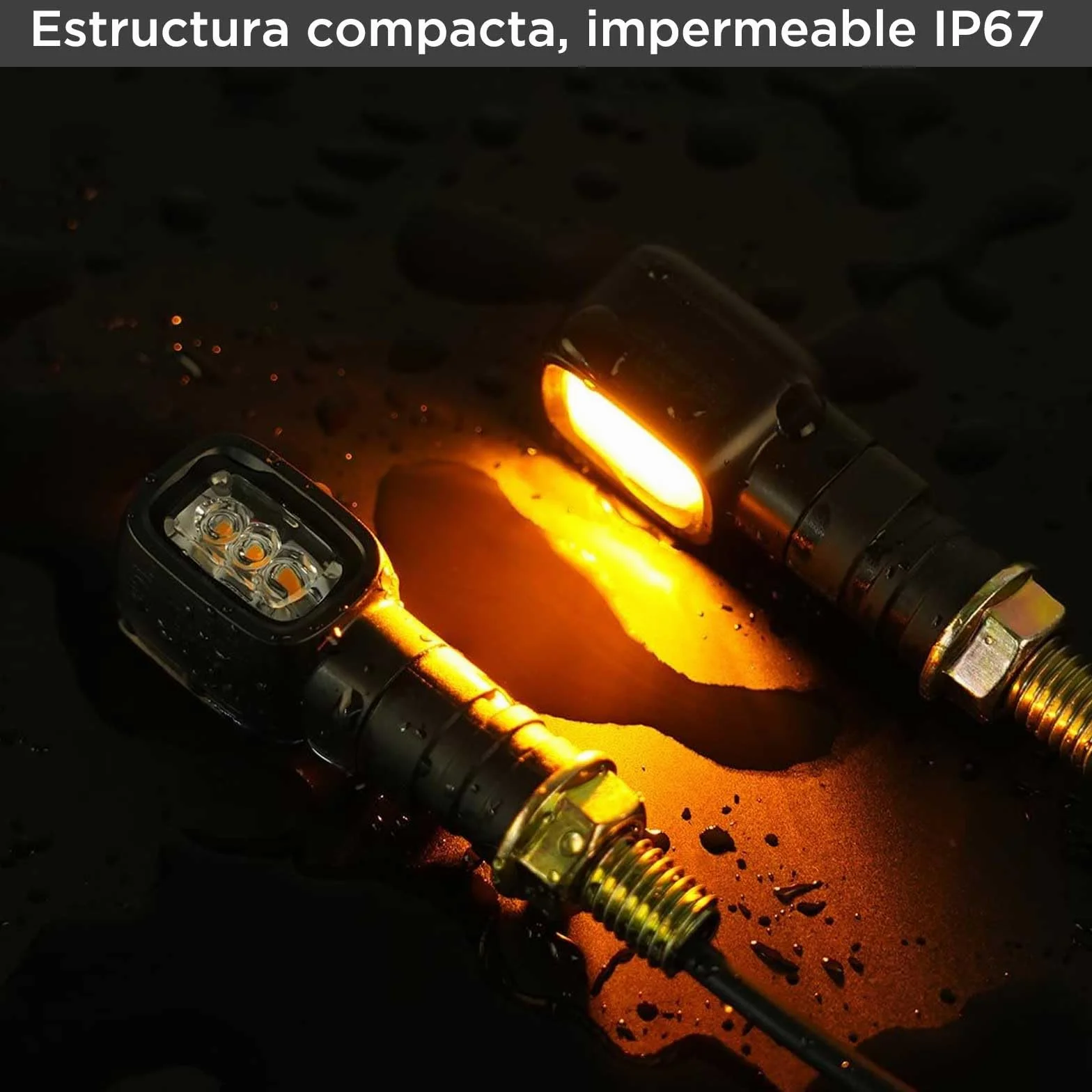 evermotor Mini Intermitentes Moto Homologados,12V, E24, Indicador de Motocicleta Rectangular, Impermeable IP67 (4 Piezas)