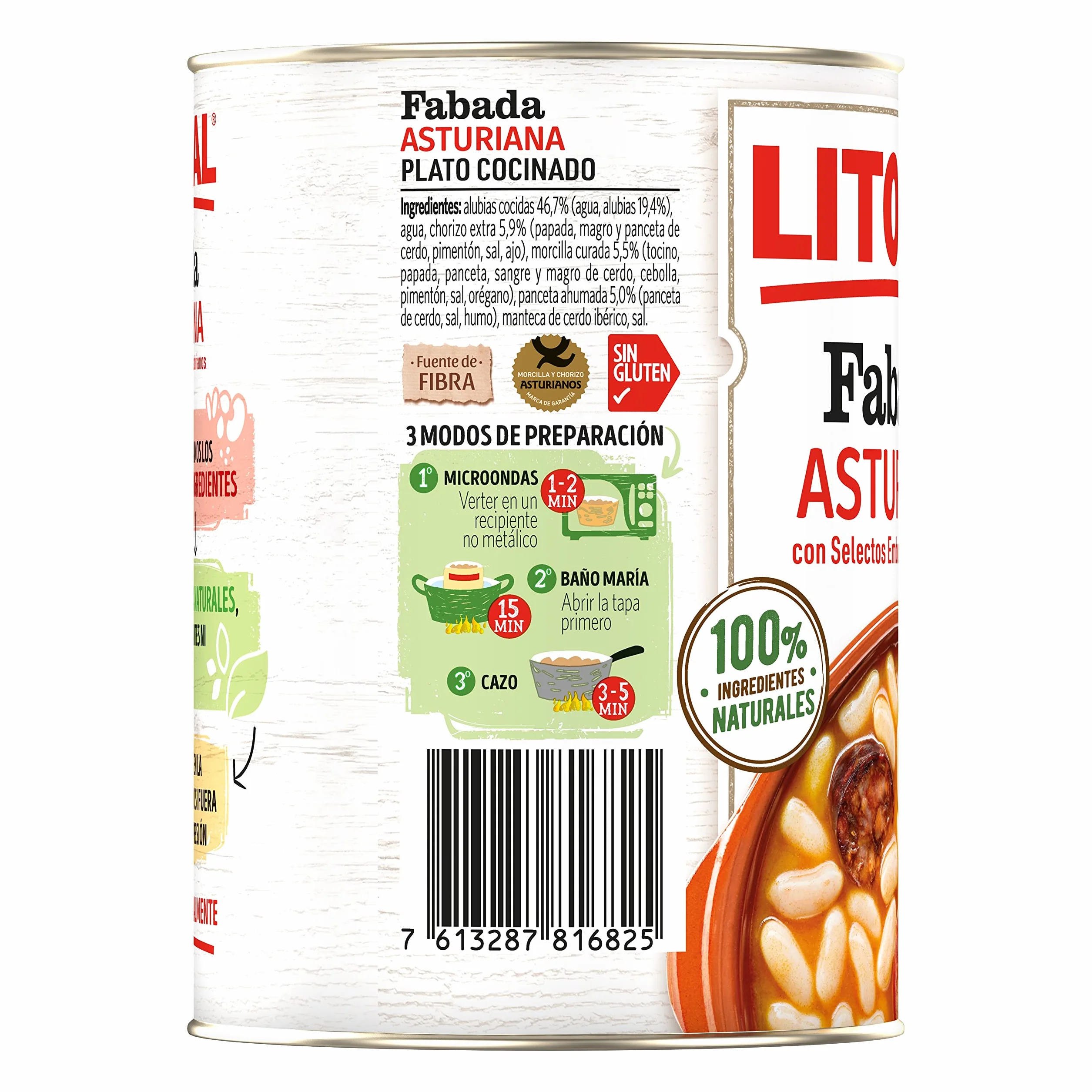 LITORAL Fabada Asturiana Plato Preparado Sin Gluten Pack 6x420 g