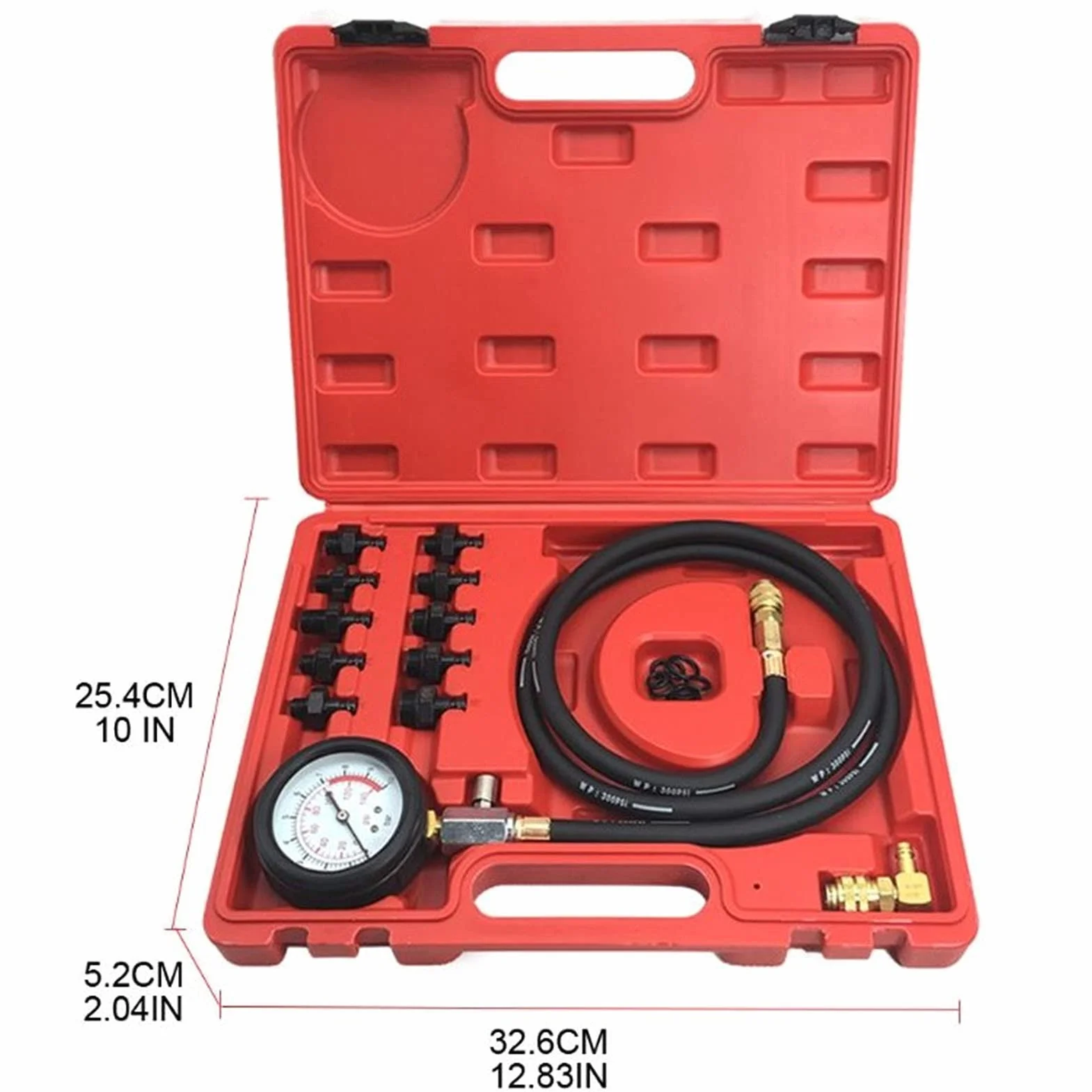 Kit de herramientas de prueba de presión de aceite de motor, kit de medidor de presión de aceite, comprobador de presión de aceite, con caja de herramientas Advertencia de bajo nivel de aceite con a