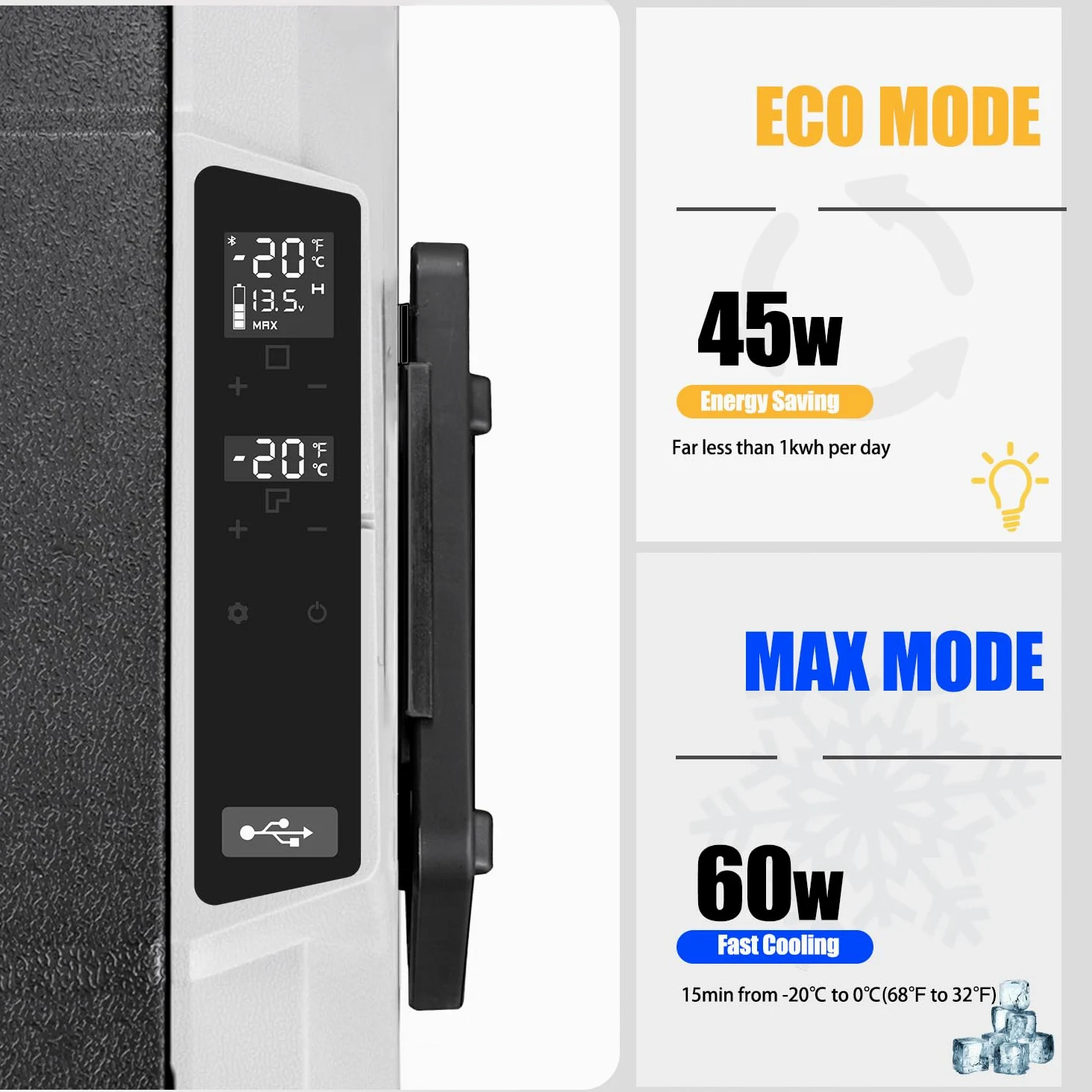 Alpicool T50 50 litros Nevera portátil 12 V 24 V congelador, pequeño congelador para coche, camping, camión, barco y enchufe con puerto USB