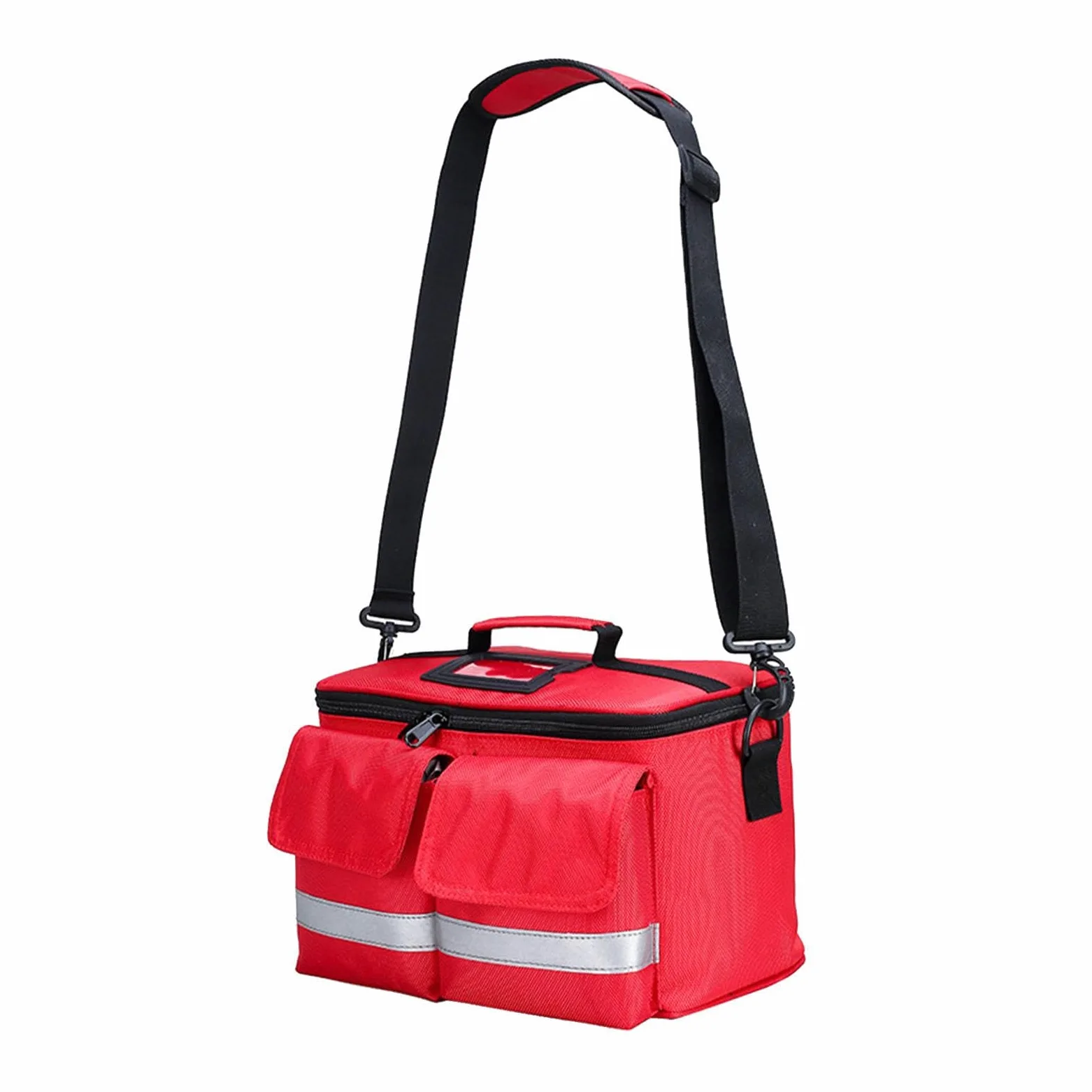Bolsa de botiquín de primeros auxilios, bolsa almacenamiento vacía, primeros auxilios para senderismo, oficina, viajes, azul oscuro, rojo, 32x19x18cm
