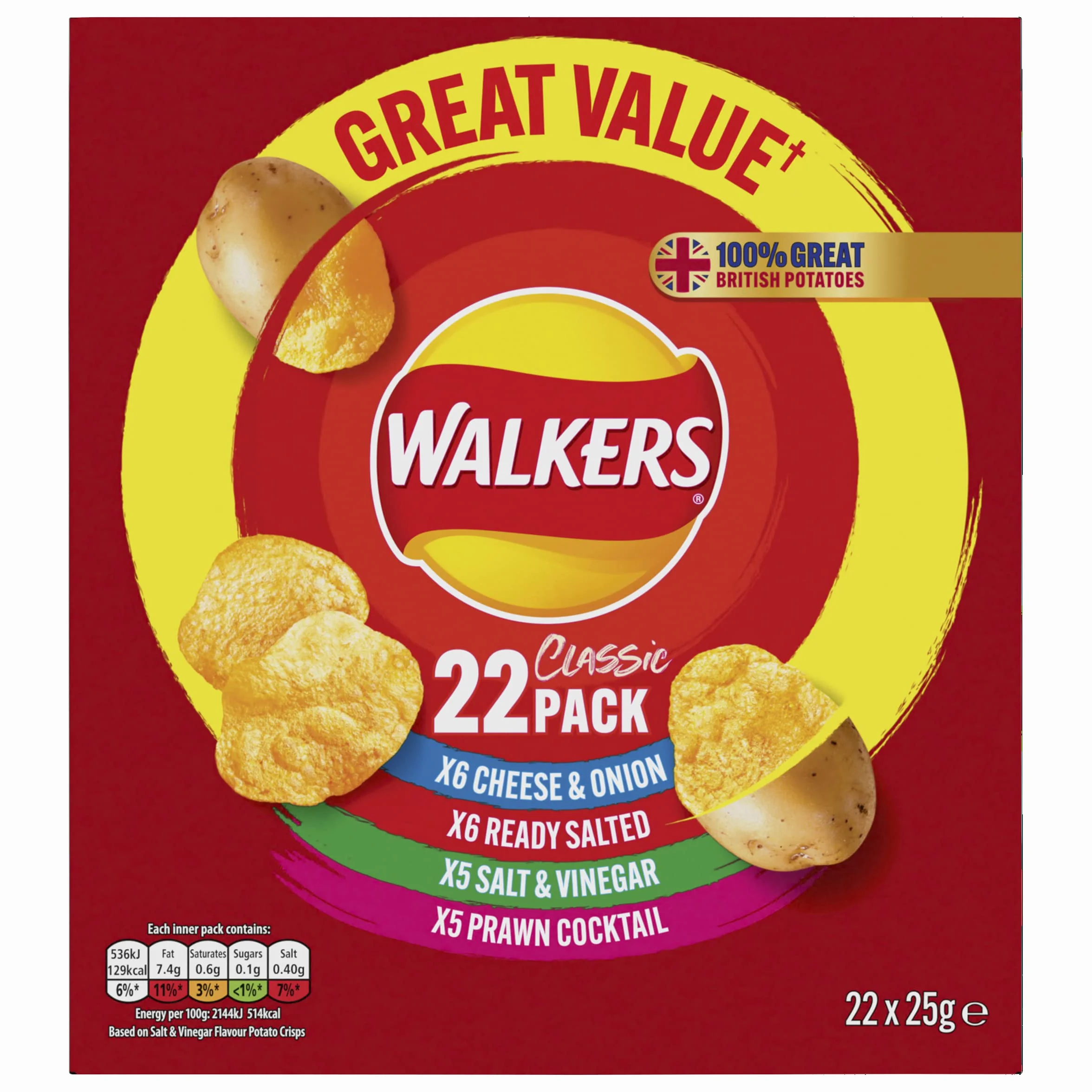 Walkers Classic Variety Multipack Patatas Fritas 22x25g