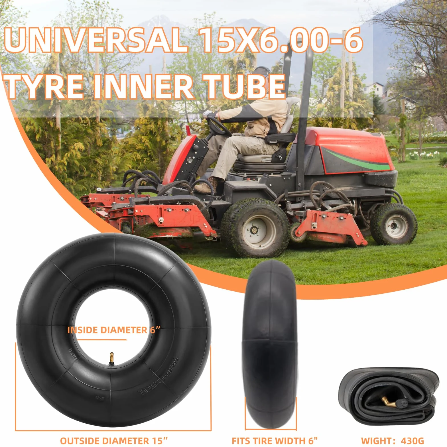 Tubos internos 15x6.00-6 TR-87 para cortacésped, tractor de jardín, carretilla