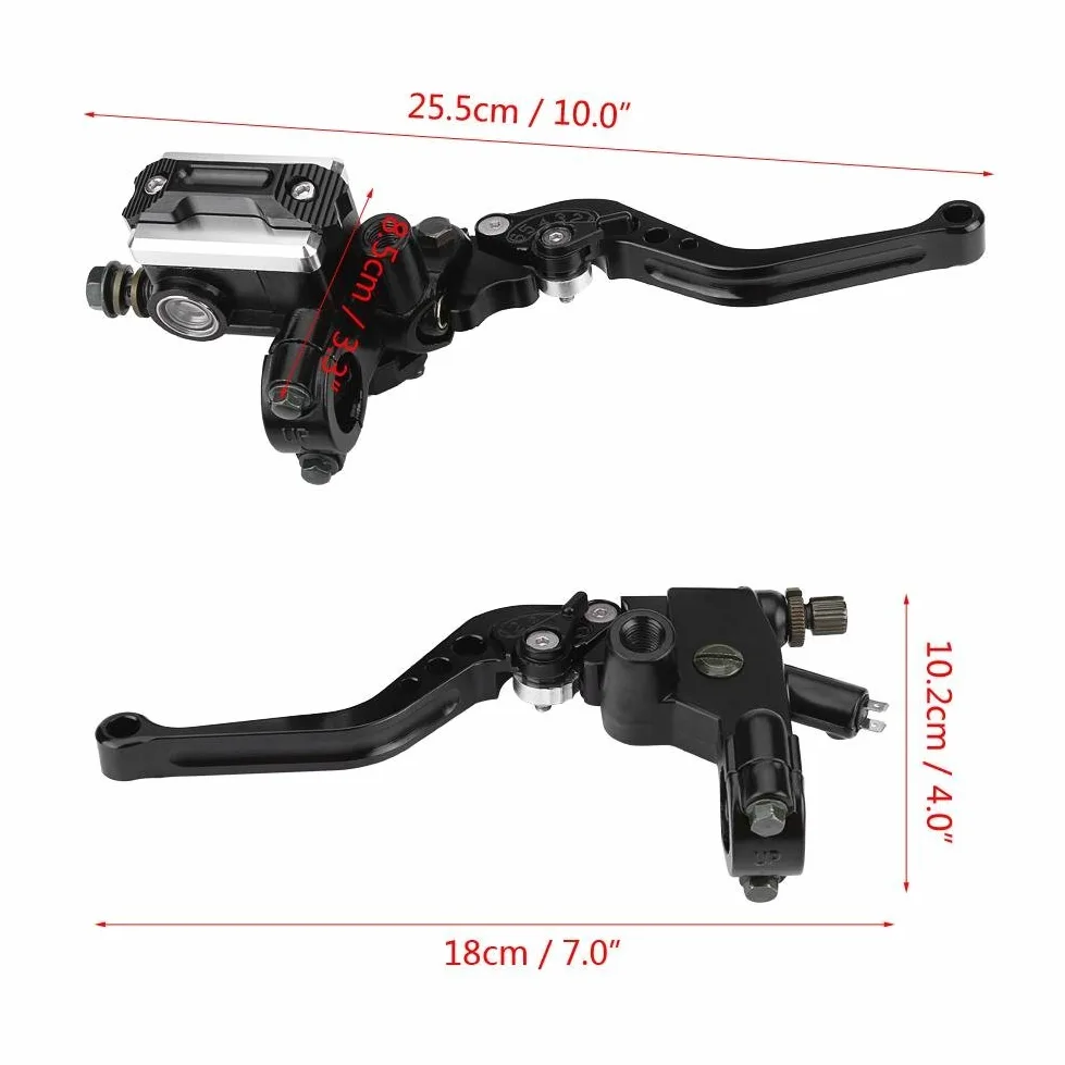 7/8 "22 mm Universal Motocicleta Embrague de freno Cilindro maestro Palancas de depósito Conjunto de depósito de fluido （1 par）