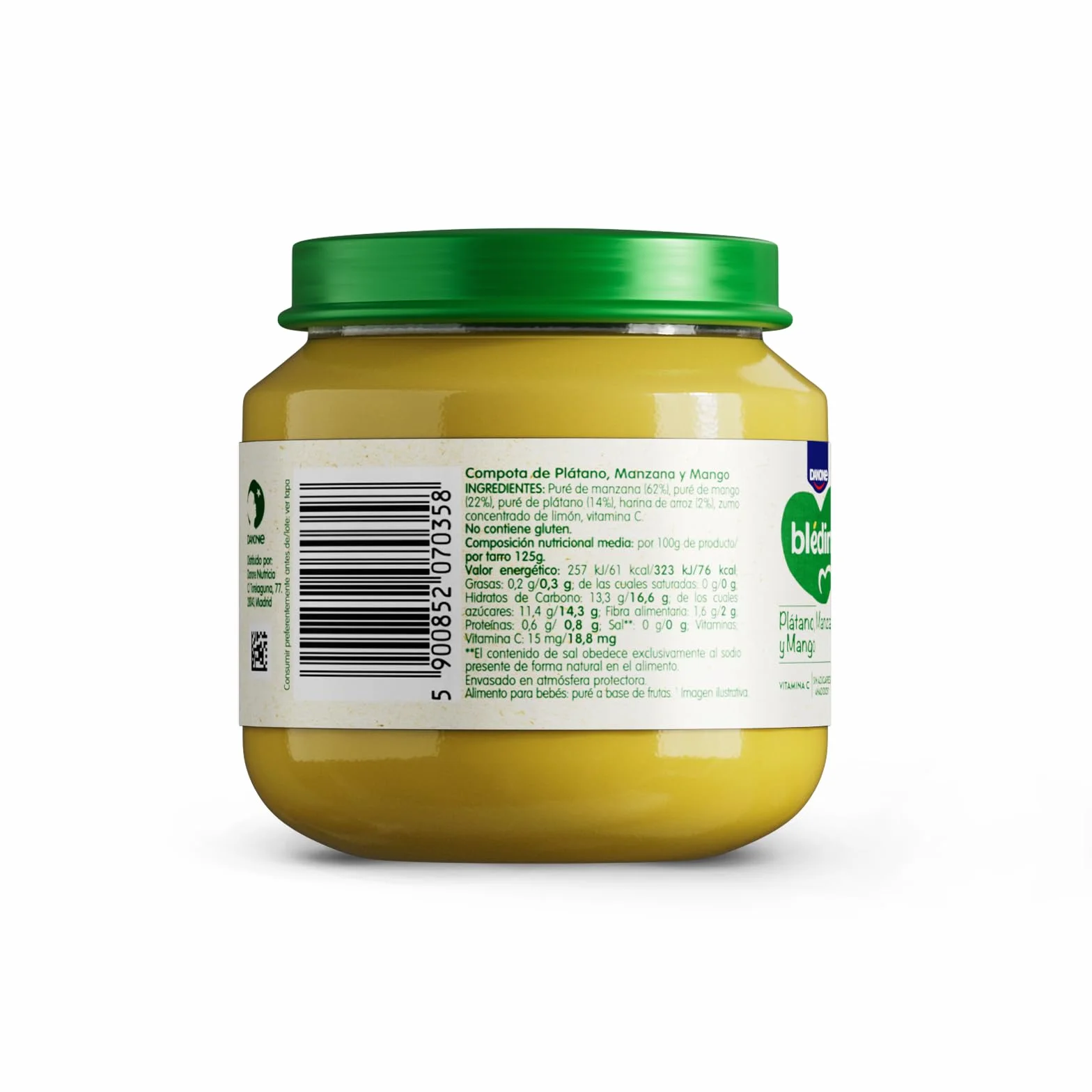 Blédina Tarritos de Platano, Manzana y Mango para Bebé 6x125g Sin Azúcares Añadidos