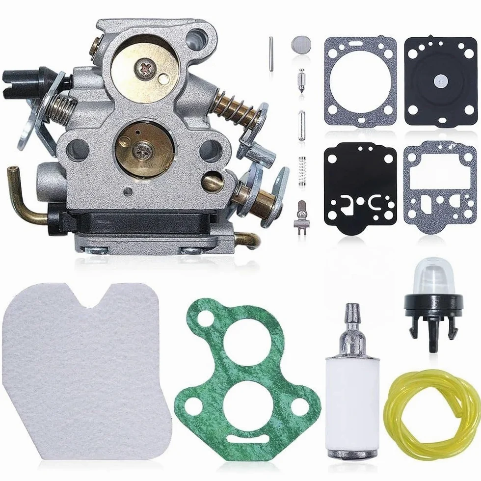 Kit de reparación de filtro de aire de carburador compatible con motosierra H 235 235E 236 240 240E con juego de juntas de carburador de línea de combustible 545072601 574719402
