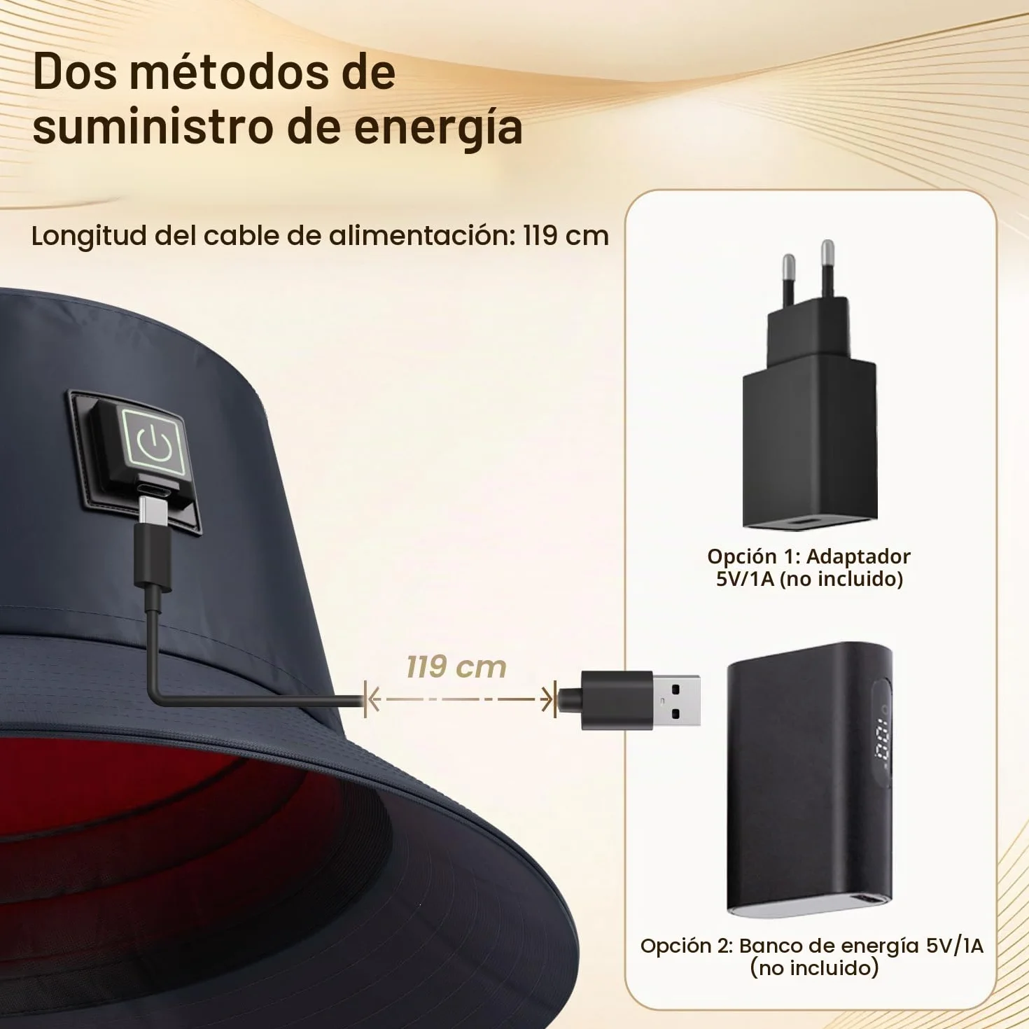 Gorro LED crecimiento cabello luz roja 660 nm infrarroja 850 nm cobertura total cuero cabelludo 62 cm