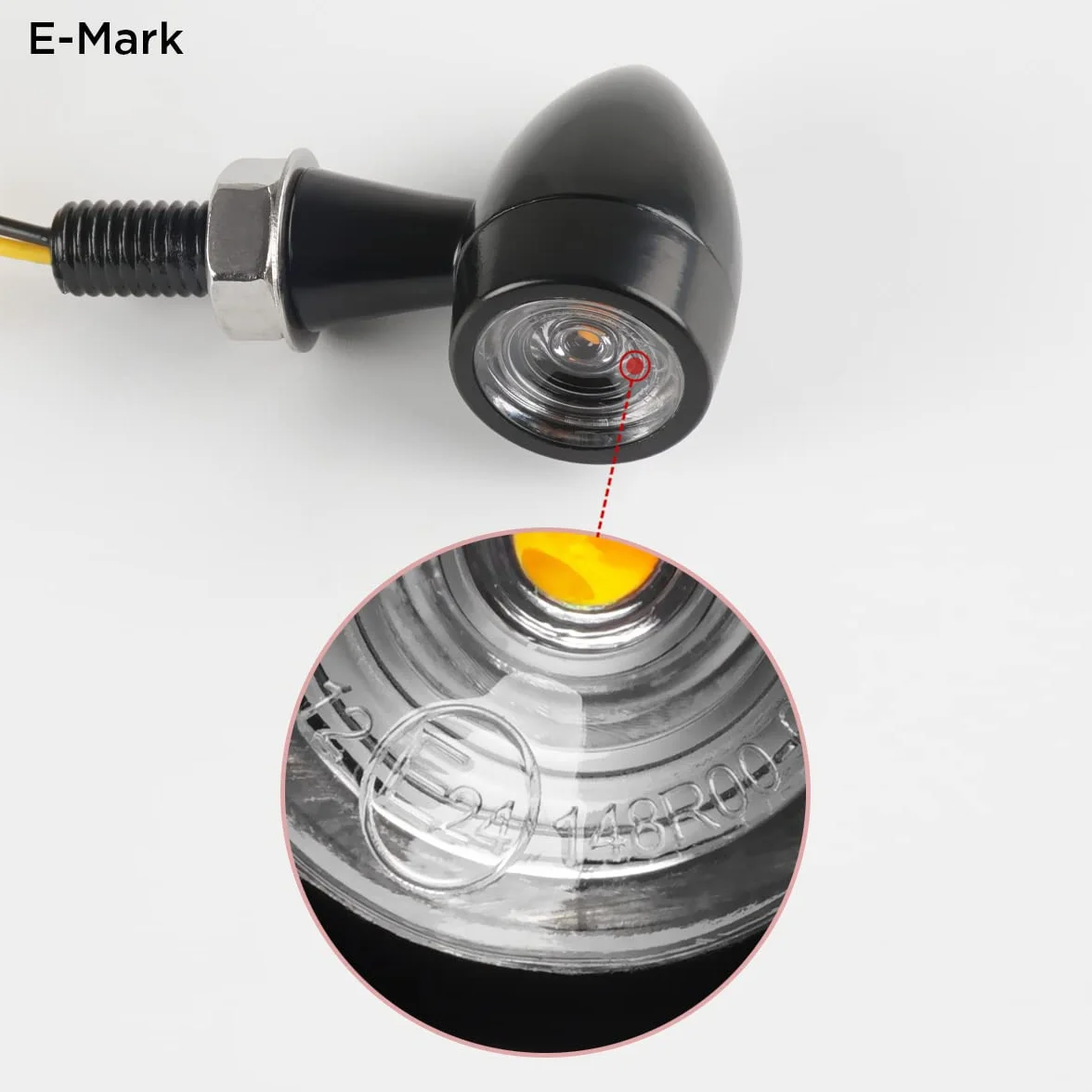 evermotor Intermitentes de moto homologados, universales 12V, 4 piezas, E24, luces de dirección LED para mini motocicletas, indicadores de giro, de zinc fundido, IP67 impermeables