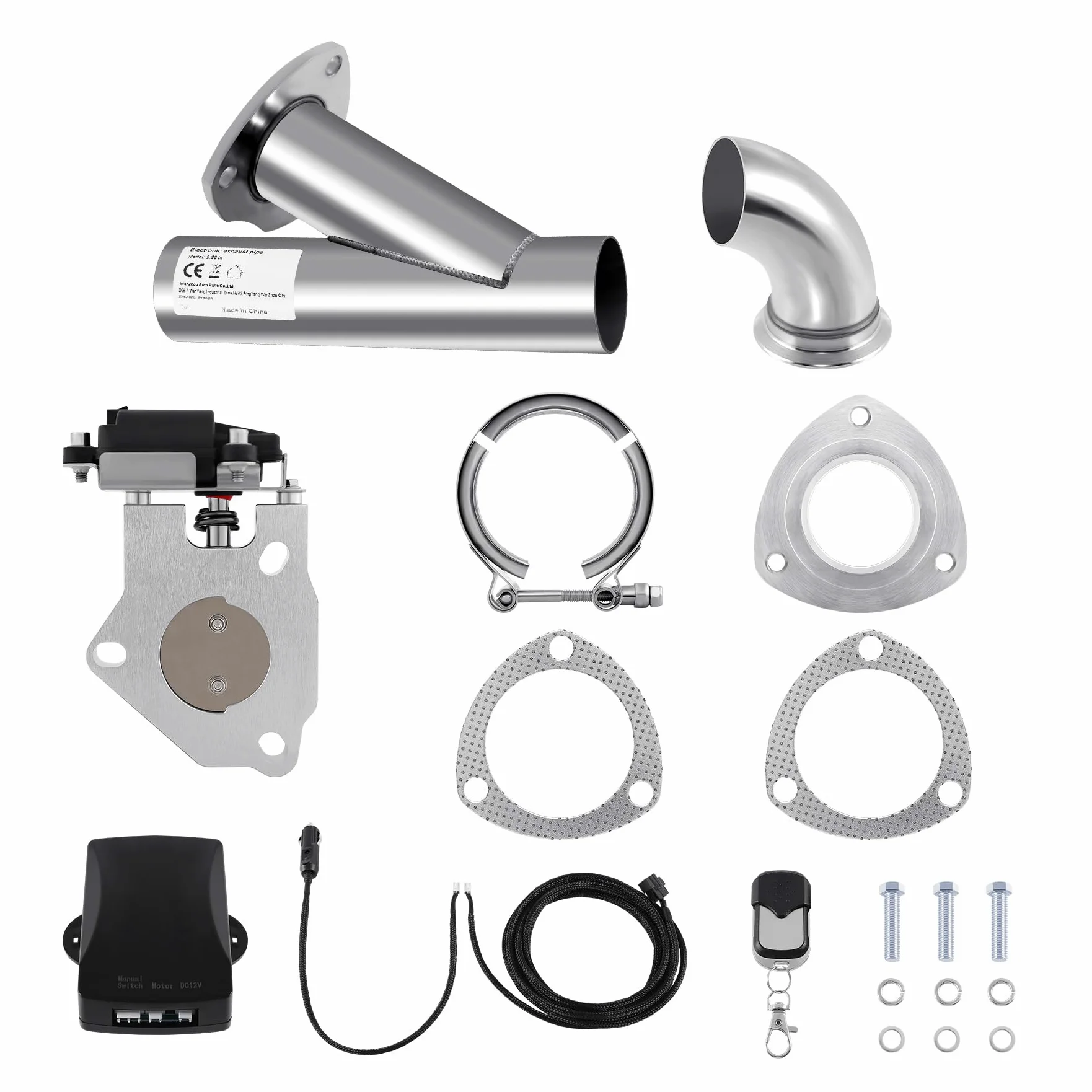 2.25" 57mm acero inoxidable sistema de interruptor de válvula de escape | eléctrico Kit