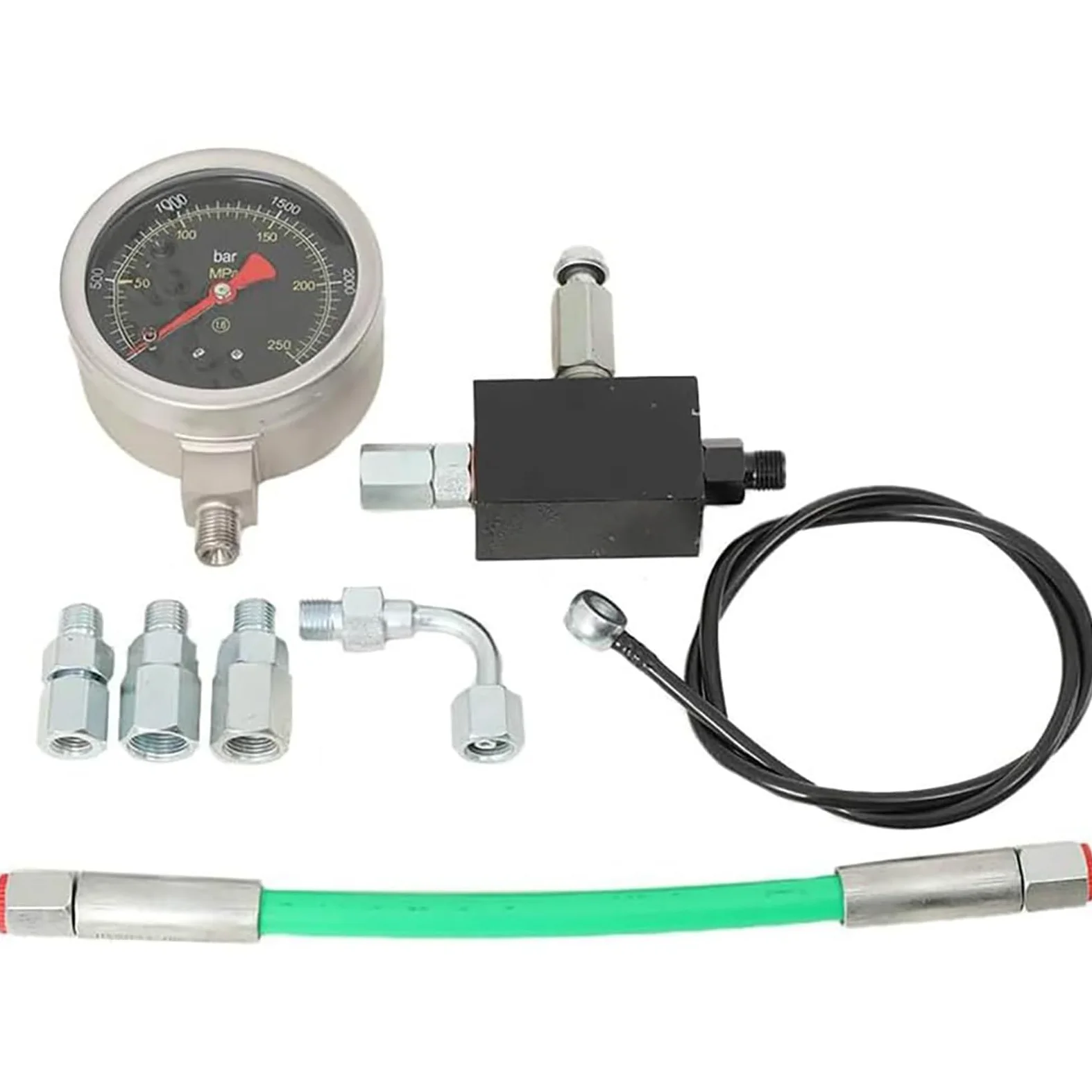 Kit de comprobador de presión de combustible, prueba de bomba de aceite de alta presión con válvula limitadora de fuerza, ideal para el arranque del motor y comprobaciones de tensión en funcionamiento