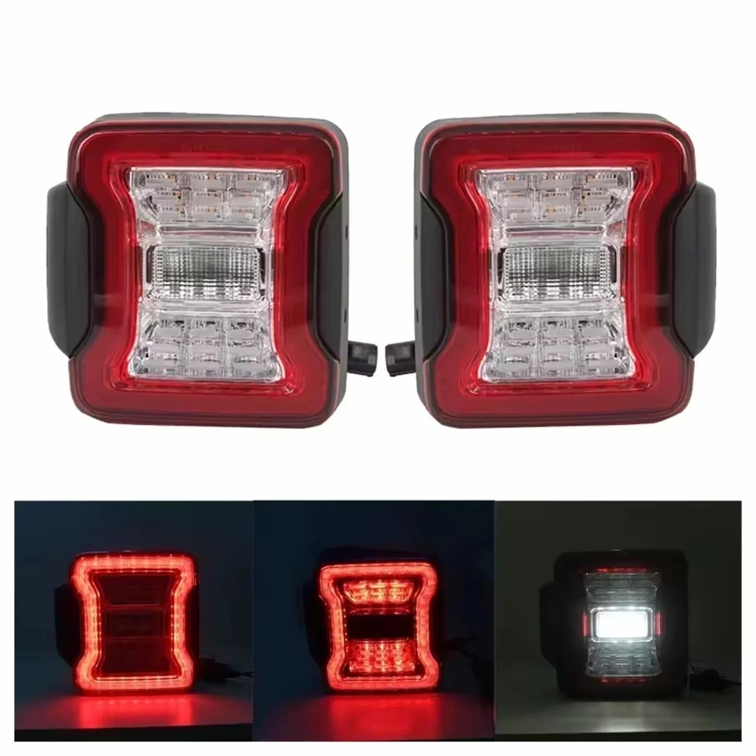 Traseras Piloto Trasero Lámpara Trasera LED Para Coche Luz Marcha Atrás Para Jeep Para Wrangler Para JK 2007 2008 2009 2010 2011 2012 2013 2014 2015 2016 2017 (versión UE) faros traseras montaje(Clear