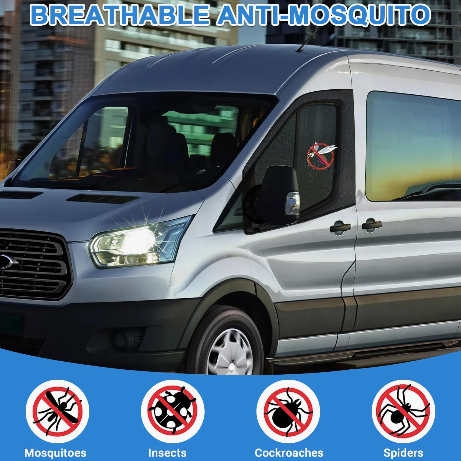 Mosquitera para Puerta Delantera Coche Ventana Parasol Compatible con Mercedes Sprinter, 1 para Amino Universal, Compatible con FIAT Ducato, Transpirable Compatible con Otra Vans