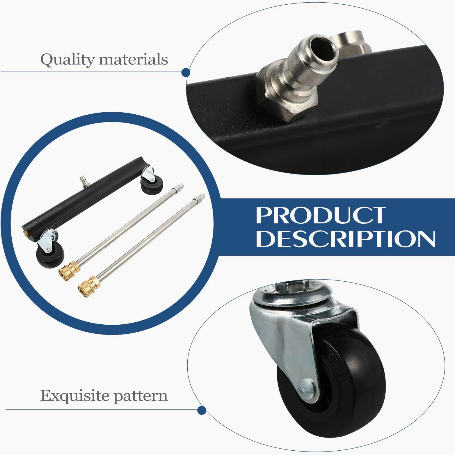 Toyvian Cepillo para Hidrolavadora para Bajos de Coche Rueda Giratoria | Boquilla de Lanza Larga, Acero Inoxidable y Latón, Diseño Rodillo, Limpieza de Chasis de Camión y Vehículo Comercial