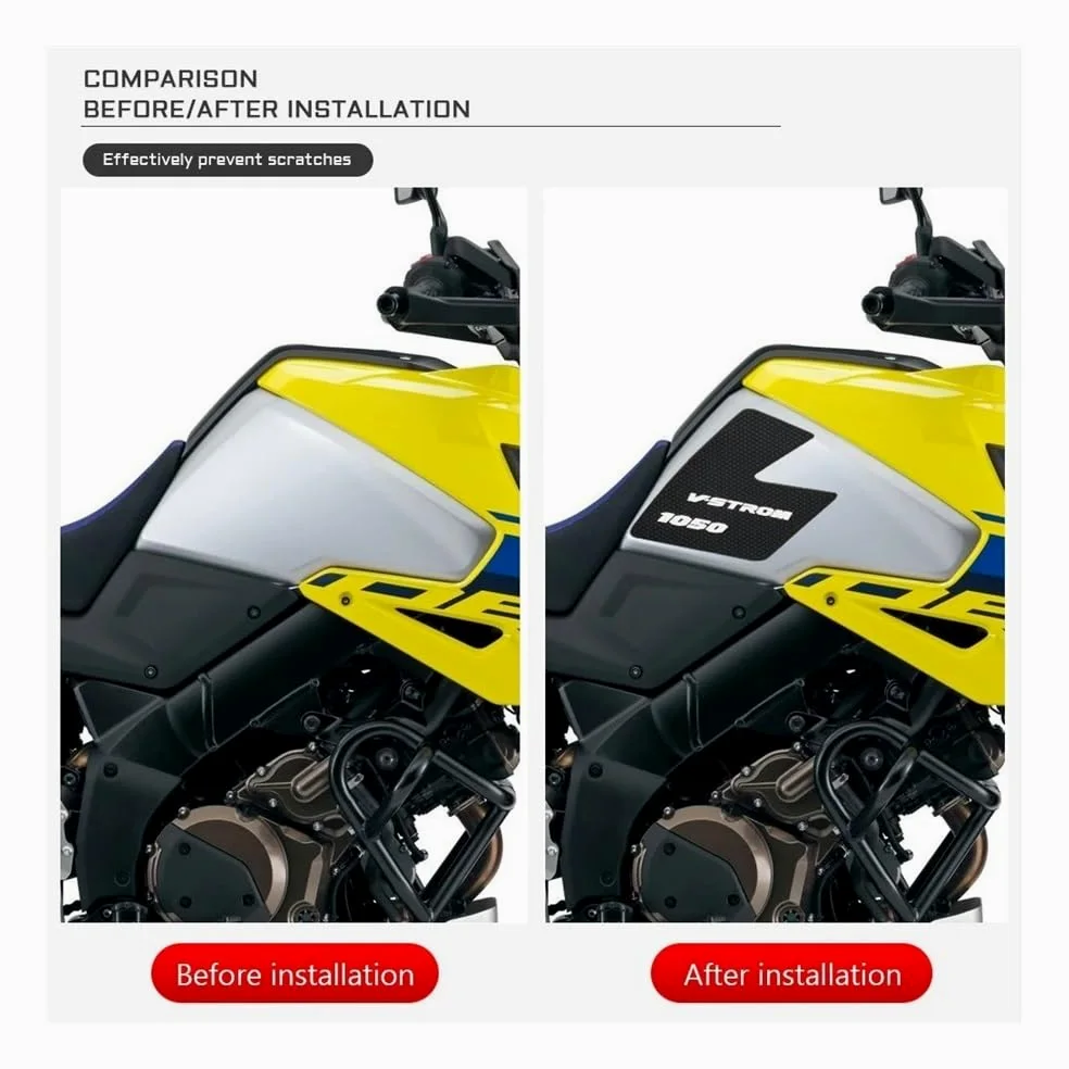 Protector Depósito Moto Etiqueta Ajuste para SU&ZUKI V-Strom DL1050 XT V Strom 1050 2020-2023 Pegatina De PVC Agarre Rodilla Almohadillas Tracción De Combustible Cubierta Protectora