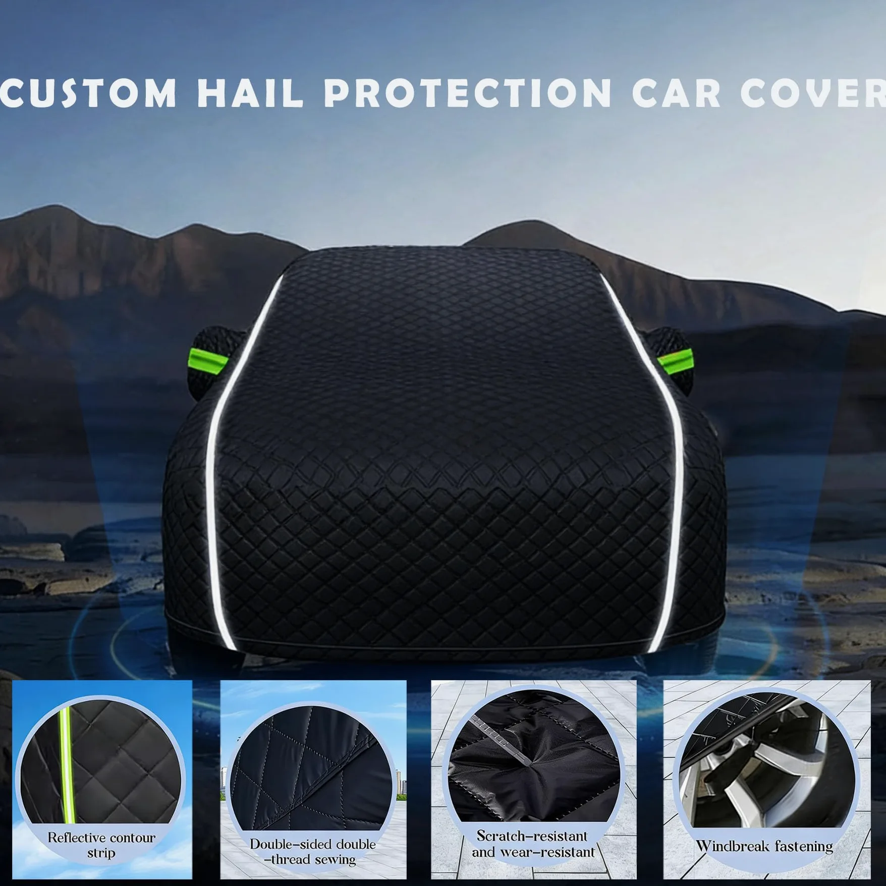 Funda Coche Antigranizo para Jaecoo 5 EV 2025,Funda para Coche Exterior Engrosamiento Impermeable Anti-UV Transpirable+Tira Reflectante+ Cremallera Lateral
