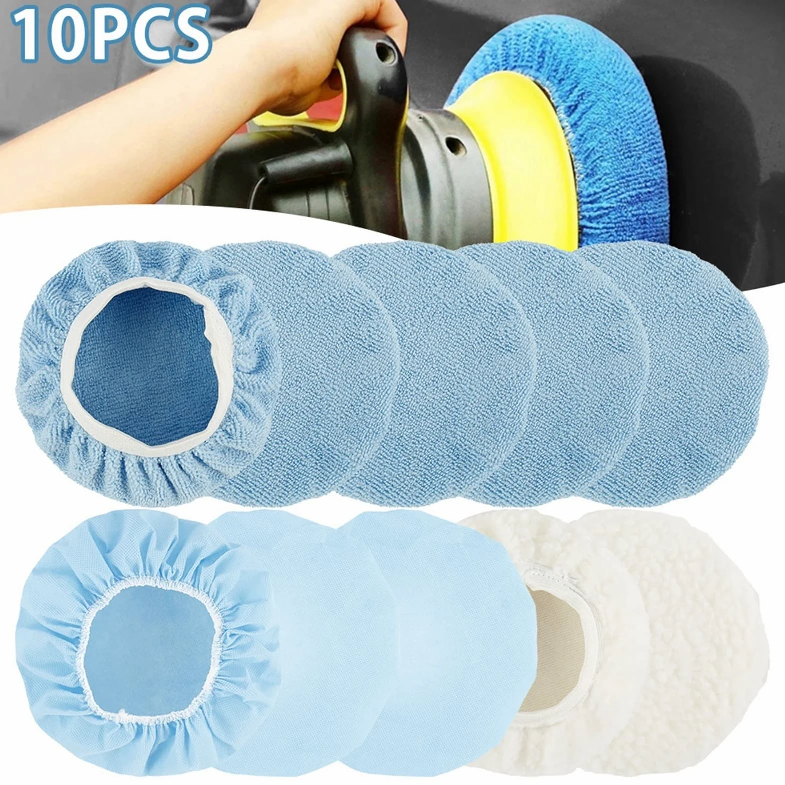 TRUSTTWO 10 unids Coche Polidaje Sombrero Lavado de autos Microfibra Paños de Microfibra Non-tejido Cepillos de peluche Conjunto de Pulidor Auto Pulidor Pulido Herramientas de limpieza de autos The Ne