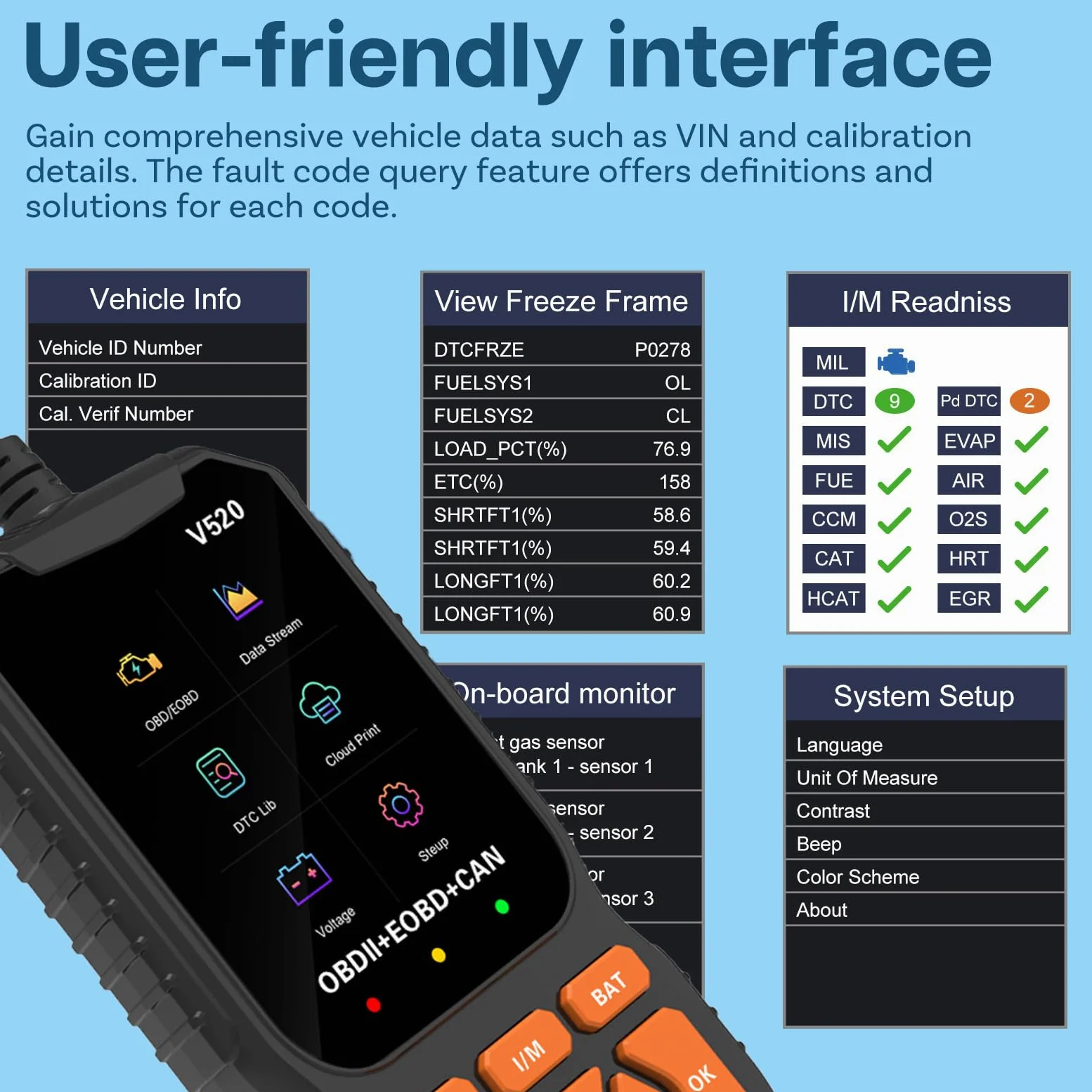 OBD2 Diagnosis Herramienta Diagnóstico por MMOBIEL - Lector Códigos Check Engine con Reset, I/M Readiness, Modo 6/8 y más – Car OBDII/EOBD Diagnosis Lector Código para Coches Aptos al Protocolo OBD2