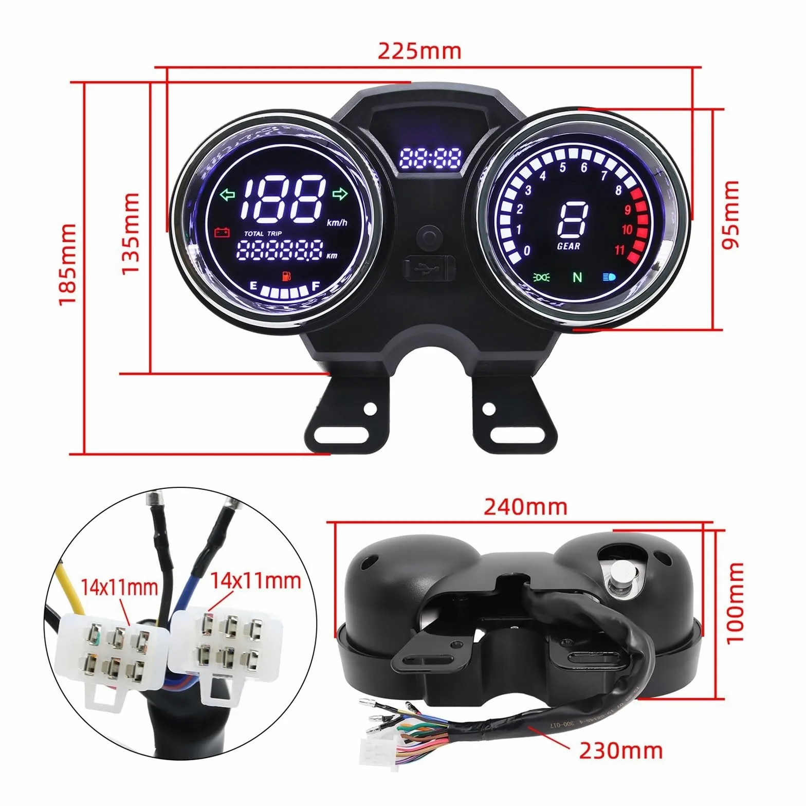 Odómetro Tablero Digital Para Motocicleta, Odómetro Universal, Velocímetro, Instrumento, De Moto, Contador Horas, Tacómetro Con Engranaje