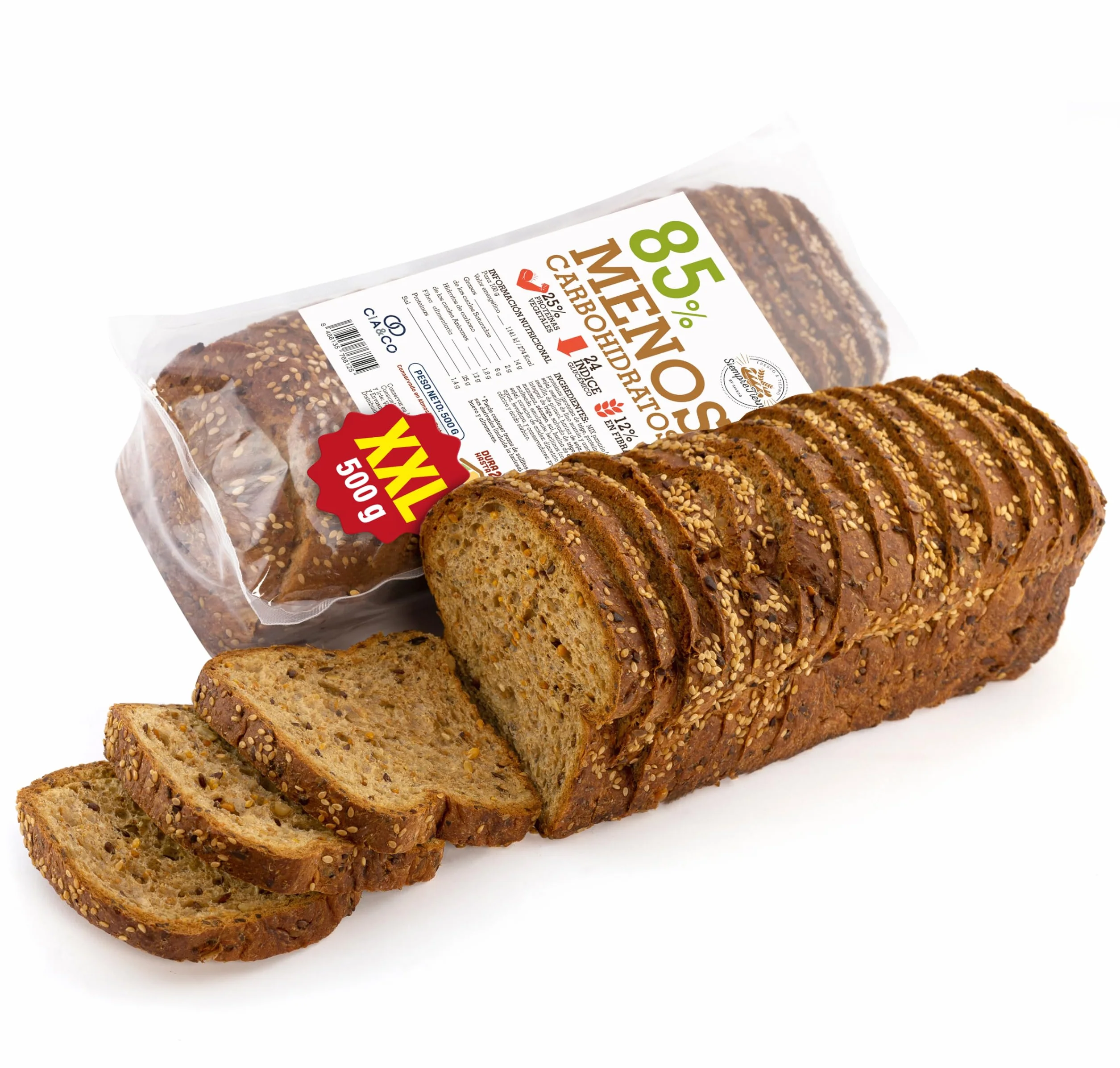 Pan Proteico SiempreTierno XXL 500g Bajo en Carbohidratos 25% Proteínas Keto