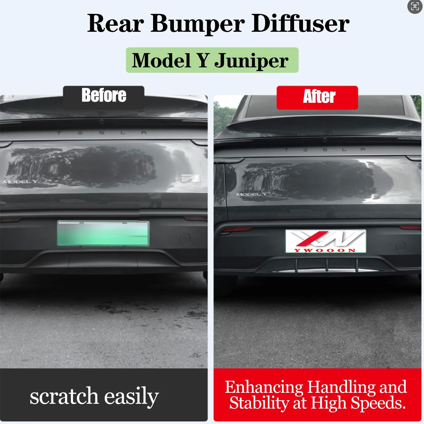 Difusor de Parachoques Trasero para Tesla Model Y 2025 2026 Juniper, ABS alerón Inferior para Tesla Accesorios de modificación de Coche, Negro Brillante (Not fit 2026 Standard)