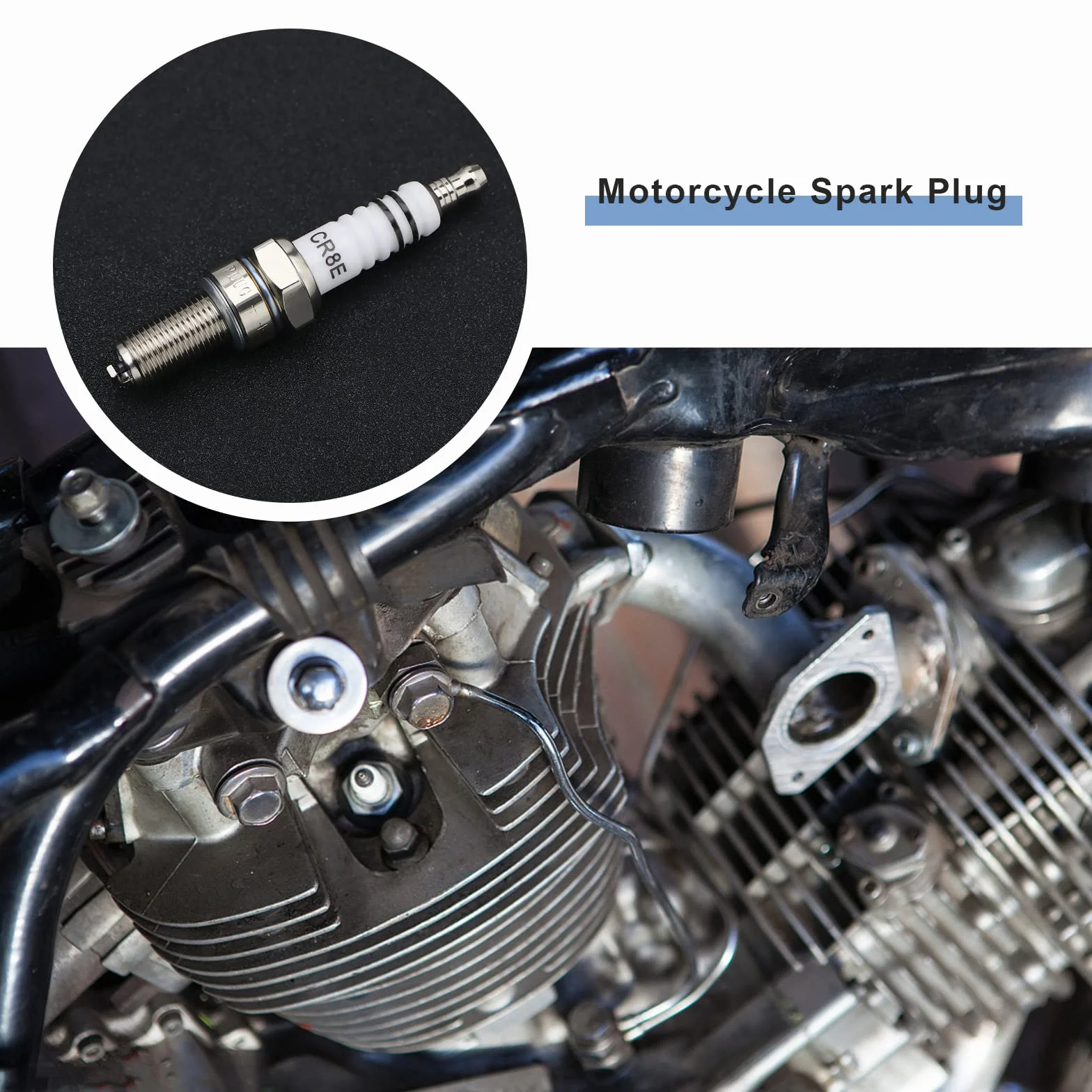 2 bujías CR8E/CR9E para motocicleta, bujía de repuesto, rosca de 0.394 in, eficiencia de combustible mejorada para RG94C (entrega aleatoria CR8E/CR9E)