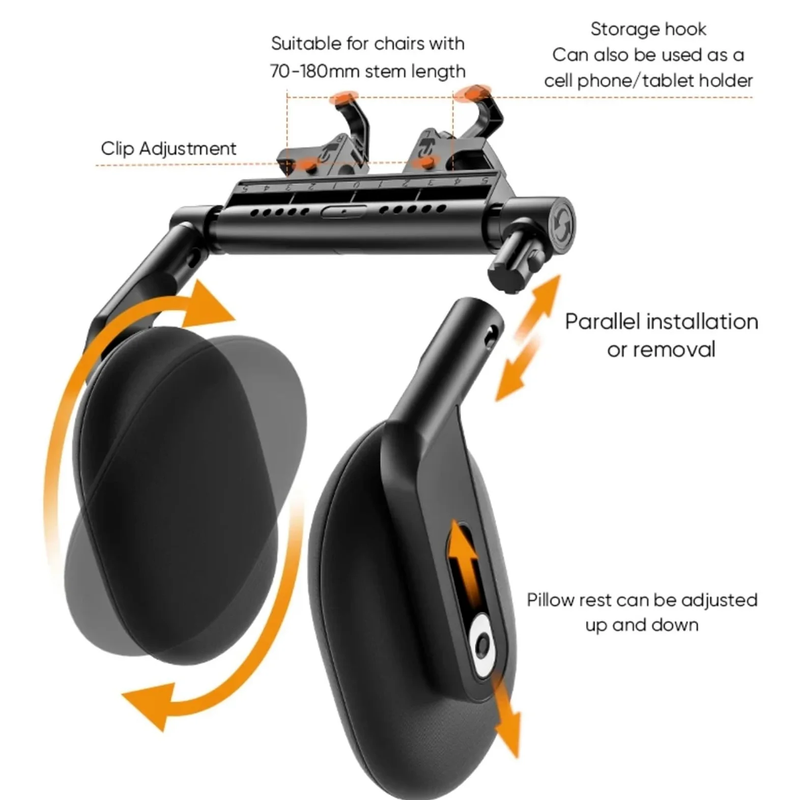 Reposacabezas Coche Cojin Almohada para reposacabezas de cuello coche, cojín para asiento, almohadilla espuma con memoria para dormir, soporte telescópico para cabeza lateral