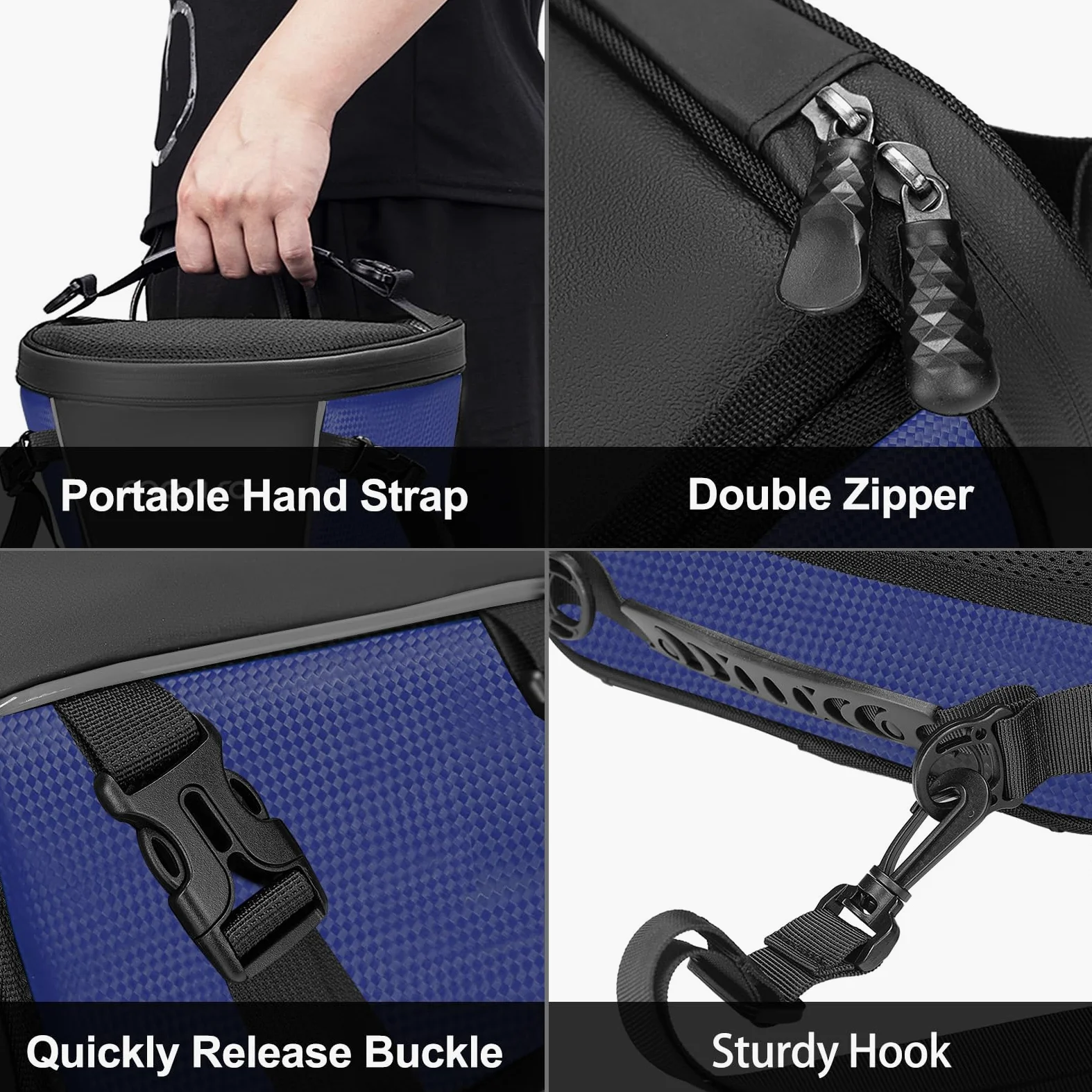 MOSISO Motocicleta Trasera Bolsa Multifunción Impermeable Poliéster Almacenaje Sillín Bolsa, 10L Exterior Deportes Moto Asiento Trasero Luz Tanque Bolso Portaherramientas con Bandolera,Azul Marino