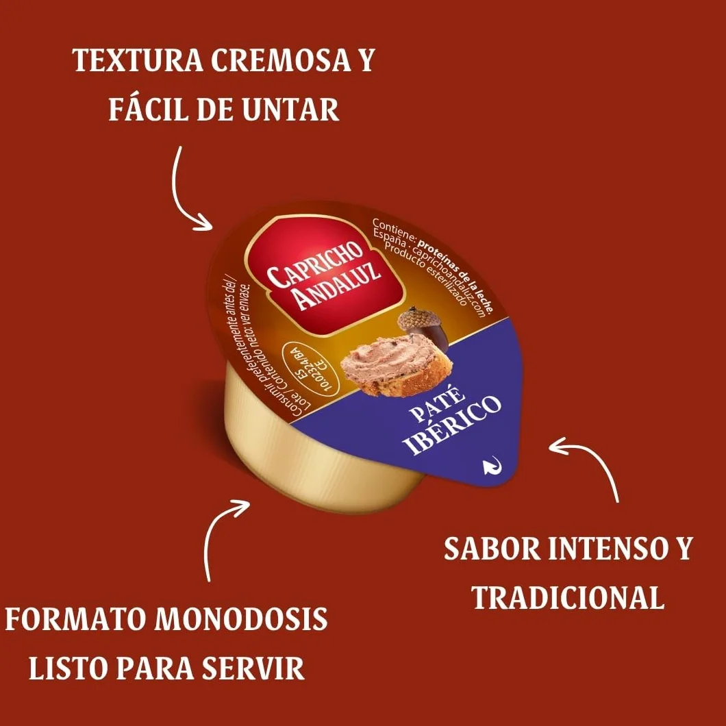 Capricho Andaluz Bolsa Paté Ibérico 8 Unidades 25 gr Monodosis Untable