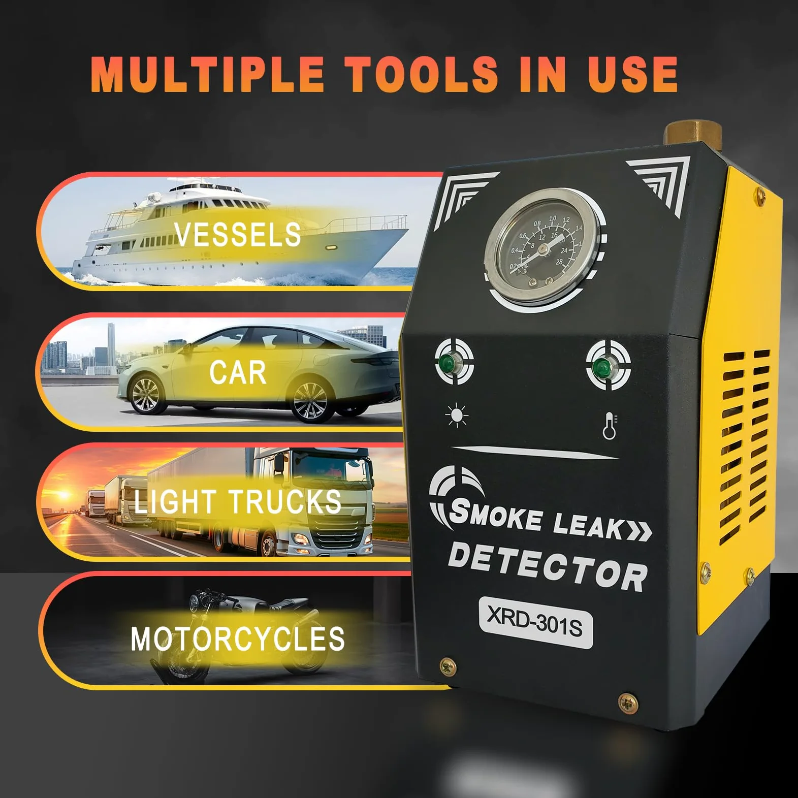 Máquina de Humo Automotriz con Bomba de Aire Integrada y Medidor de Presión, Máquina de Humo Automotriz - Máquina de Humo EVAP de 12V DC para Autos, Motocicletas, Camiones, Barcos, UTVs de 12V