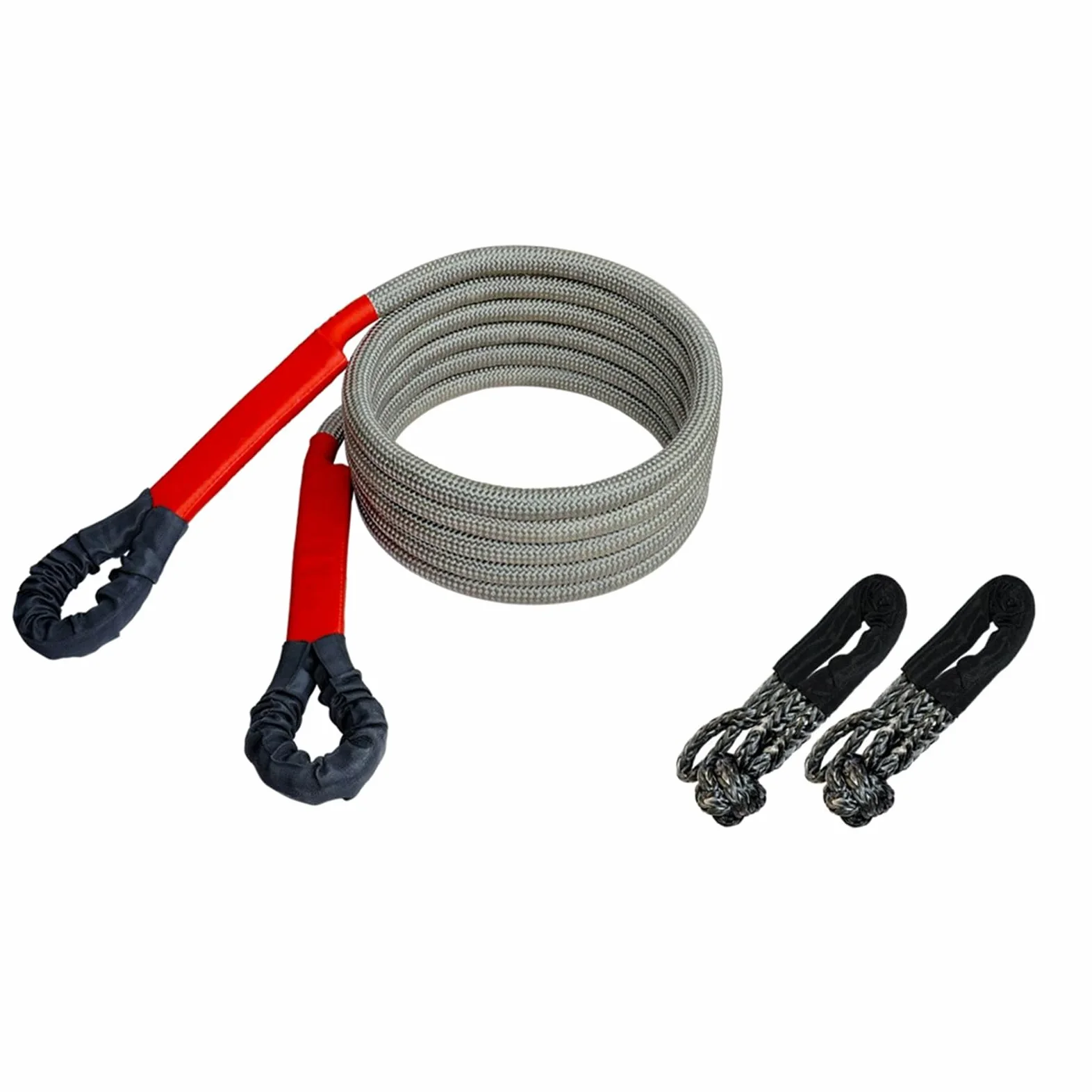 Cuerda de Remolque de recuperación cinética de 5M/8M/10M, Cuerda de Arranque Resistente Que se estira para ATV UTV Tractor Trailor Truck, Bolsa de Almacenamiento incluida (Gris) 8M