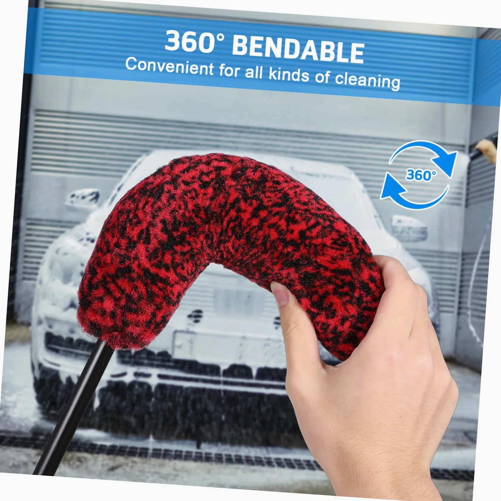 Amosfun 3 Series Cepillo para Llantas Detallado Flexible Chico Cepillos De Rueda Pincel Neumático Poderoso Lavar Ruedas Depurador De Llantas Limpiador Largo Automóvil Lana Rojo 3 Piezas*3