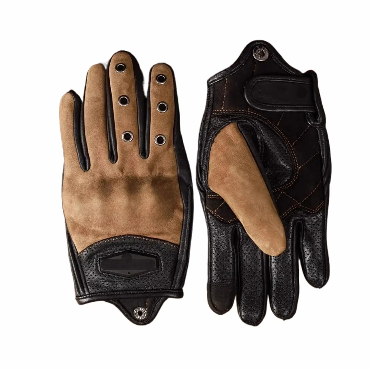 Genérico Compatible con Guantes de Montar de Cuero Vintage MR Motor | Armadura antiarañazos for hombres mujeres verano senderismo escalada ATV