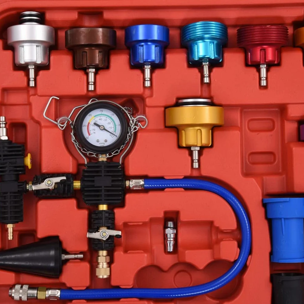 vidaXL Comprobador presión Circuito refrigeración y radiador 28 Piezas