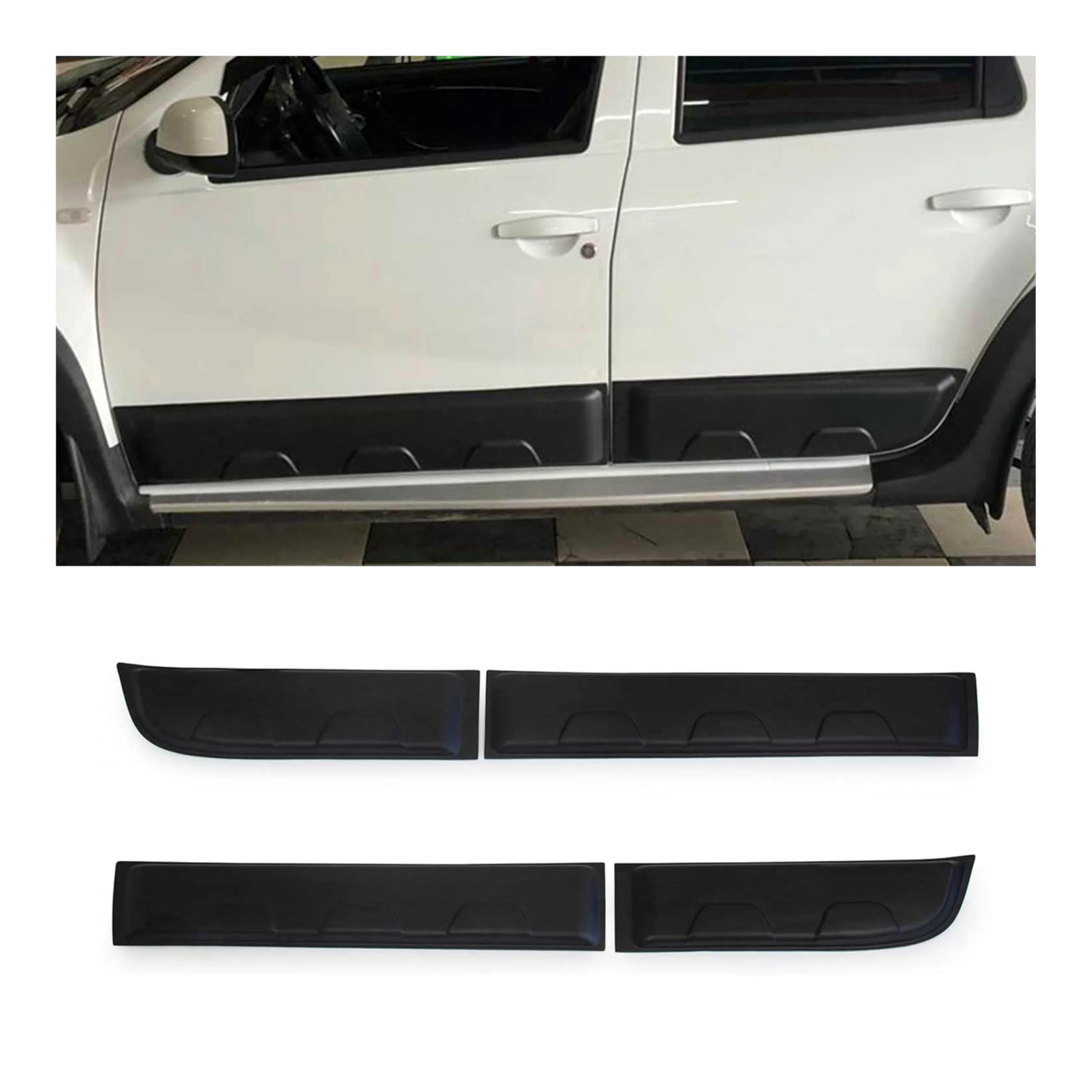 OMAC Türschutzleisten Seitenschutz 4X Compatible con Dacia Duster 2010-2018 ABS Negro 4tlg