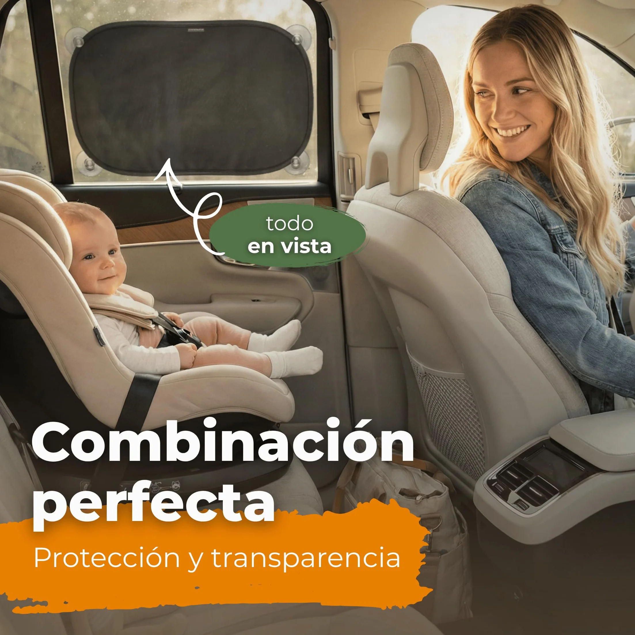 Parasol Coche Protección UV Certificada Óptima Oscuridad Autoadhesivo 51x31 cm Negro para Bebés y Mascotas