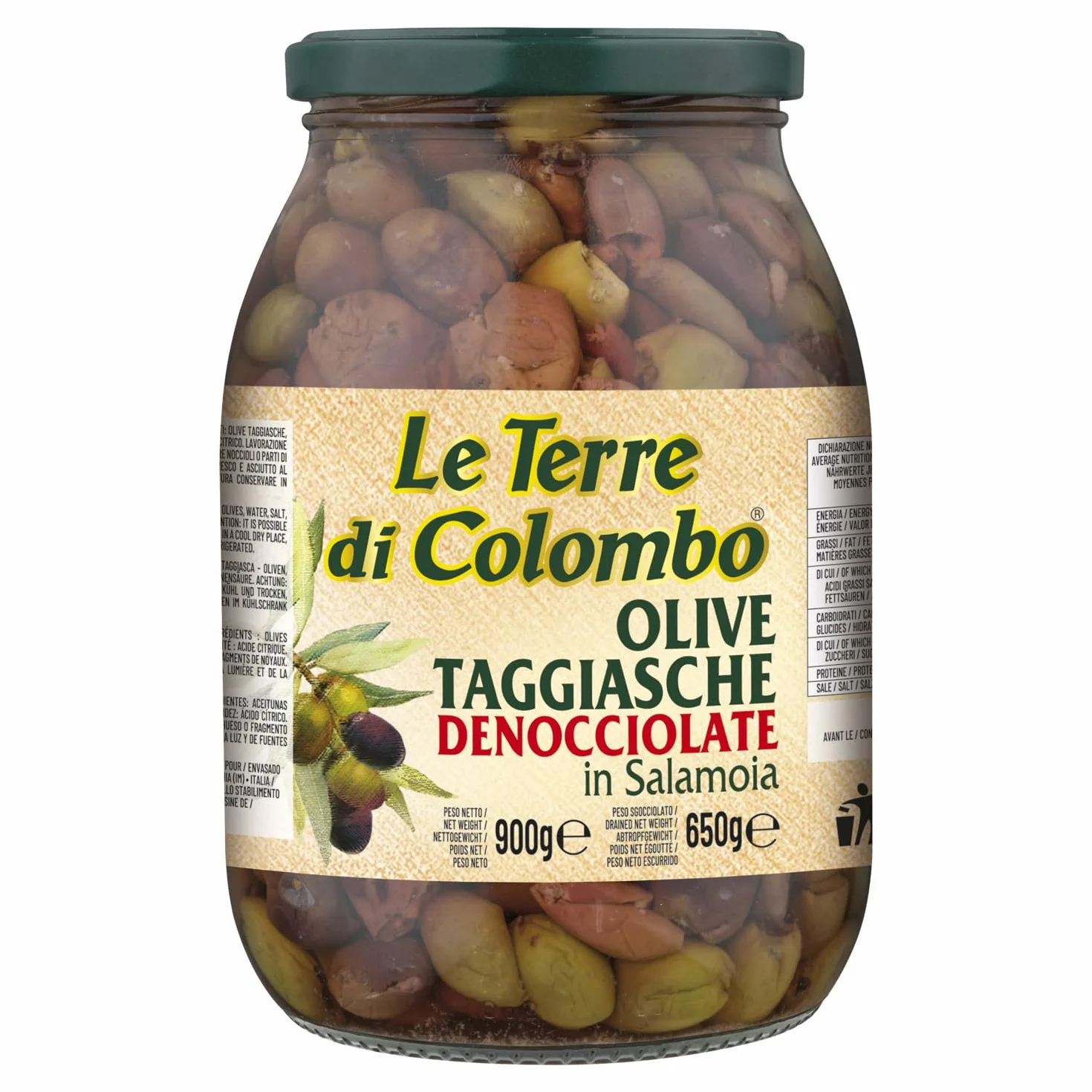 Le Terre di Colombo Aceitunas Taggiasca sin Hueso 900 G