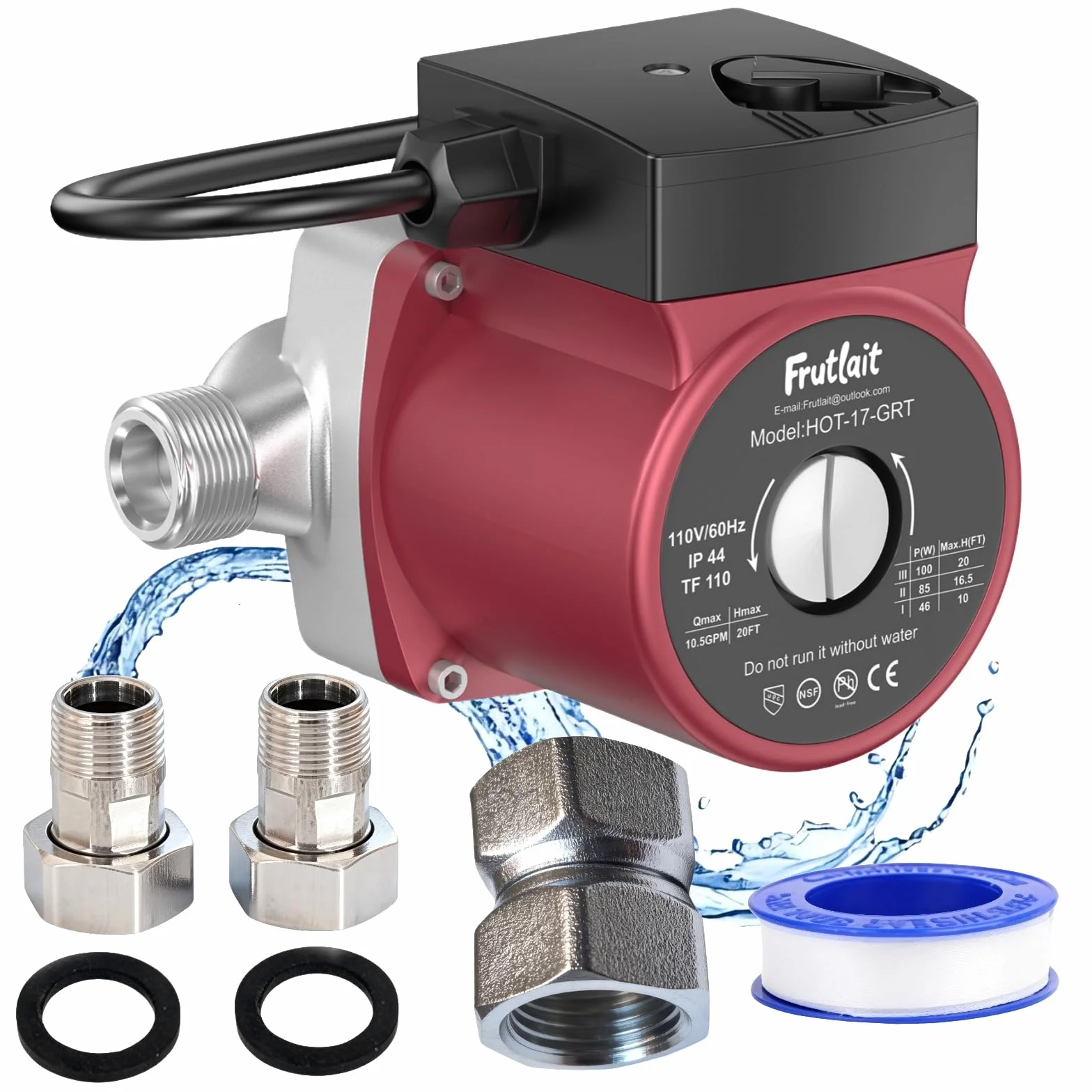 Bomba de recirculación de agua caliente para calentador de agua, bomba de circulación de agua caliente de 3 velocidades, bomba de circulación de agua caliente de 110 V para casa, bomba de agua