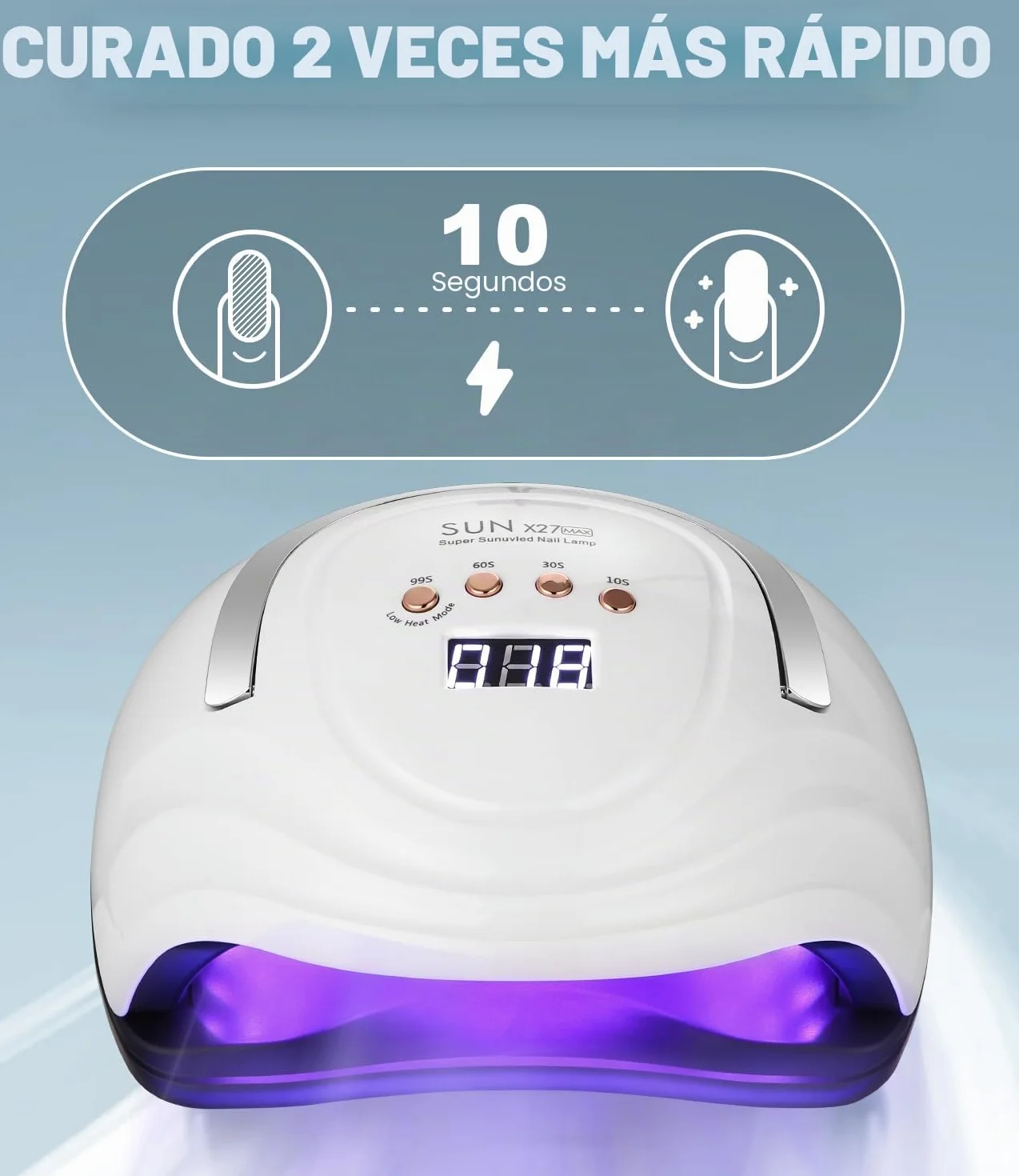Lámpara de Uñas UV LED 380W, 81 Lámparas, Secadora Rápida con Temporizador y Pantalla LCD para Gel