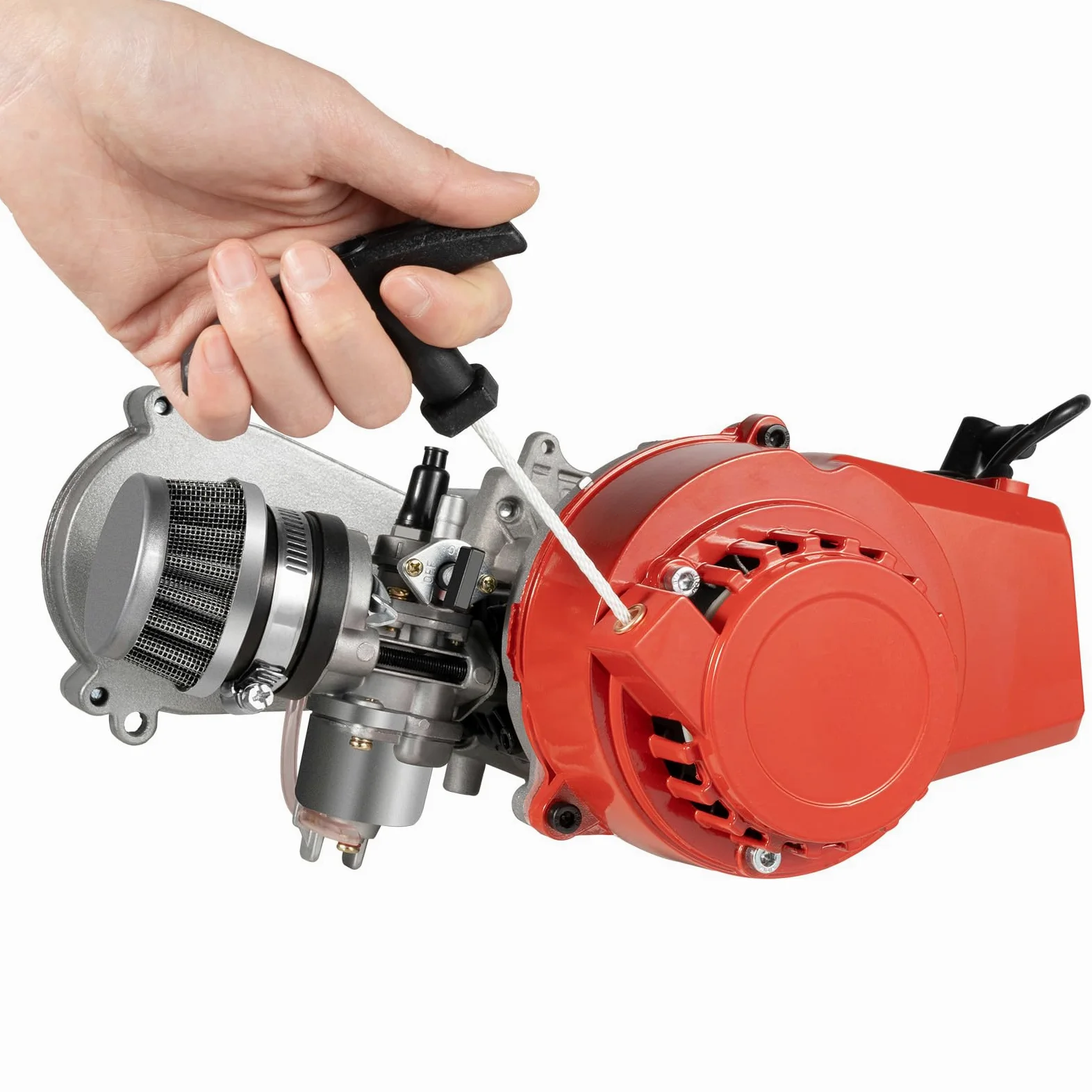 MINRS Motor de 49 CC de 2 tiempos, mini motor, motor de cilindro único, refrigeración por aire, arranque manual mejorado, caja de cambios CVT 1,9 kW 3 CV para mini dirt bike, beach bike, ATV