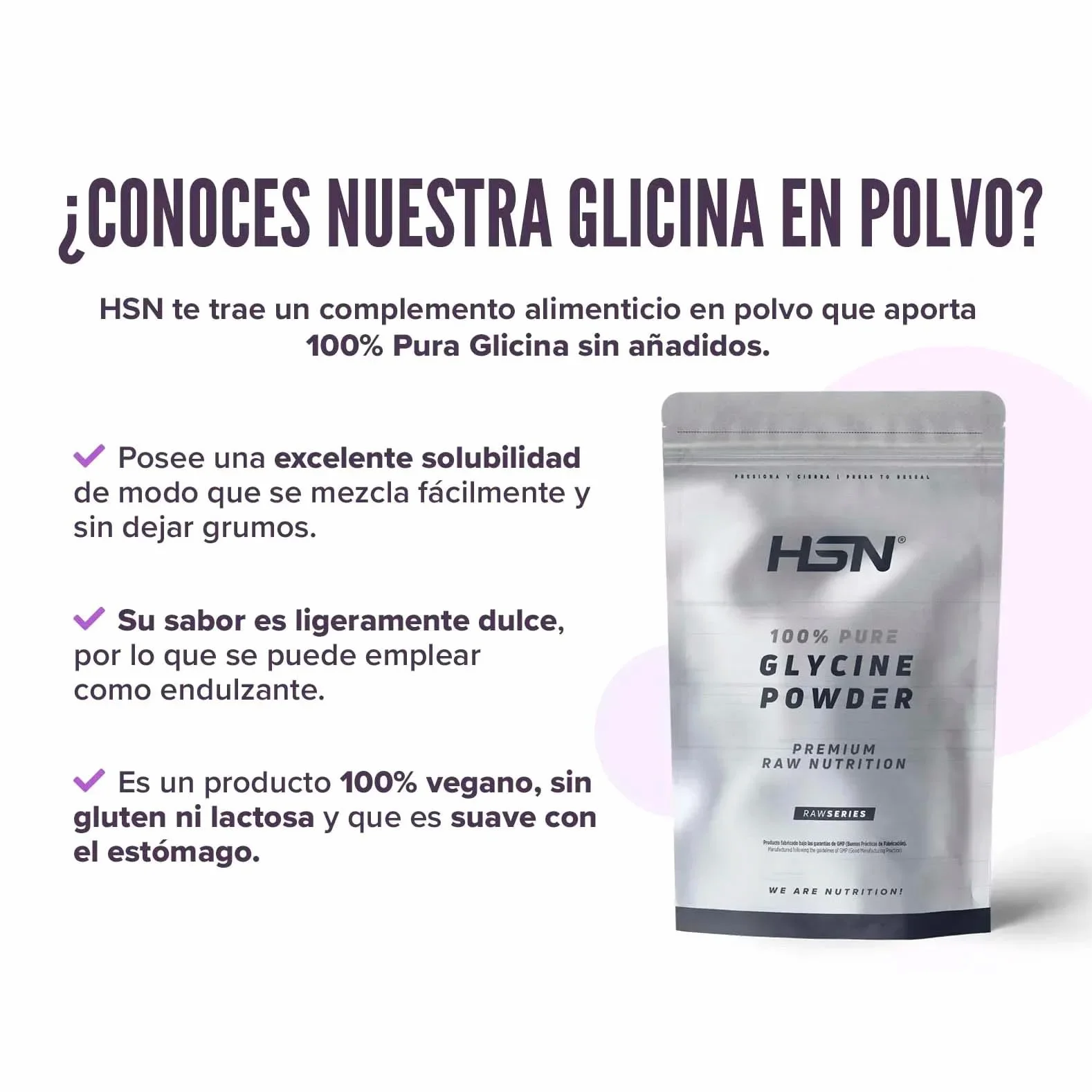 Glicina en Polvo 1Kg 100% Pura - Glycine Powder Sin Añadidos No-GMO Vegano Sin Gluten