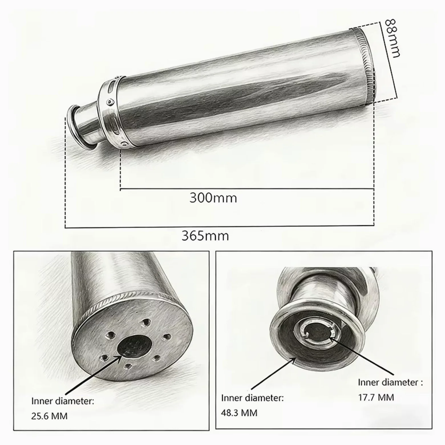 silencioso escape moto Para GY650 tubo de escape | Tubo silenciador de escape para motocicleta Scooter tubo aleación aluminio modificado para motocicleta(Red2)