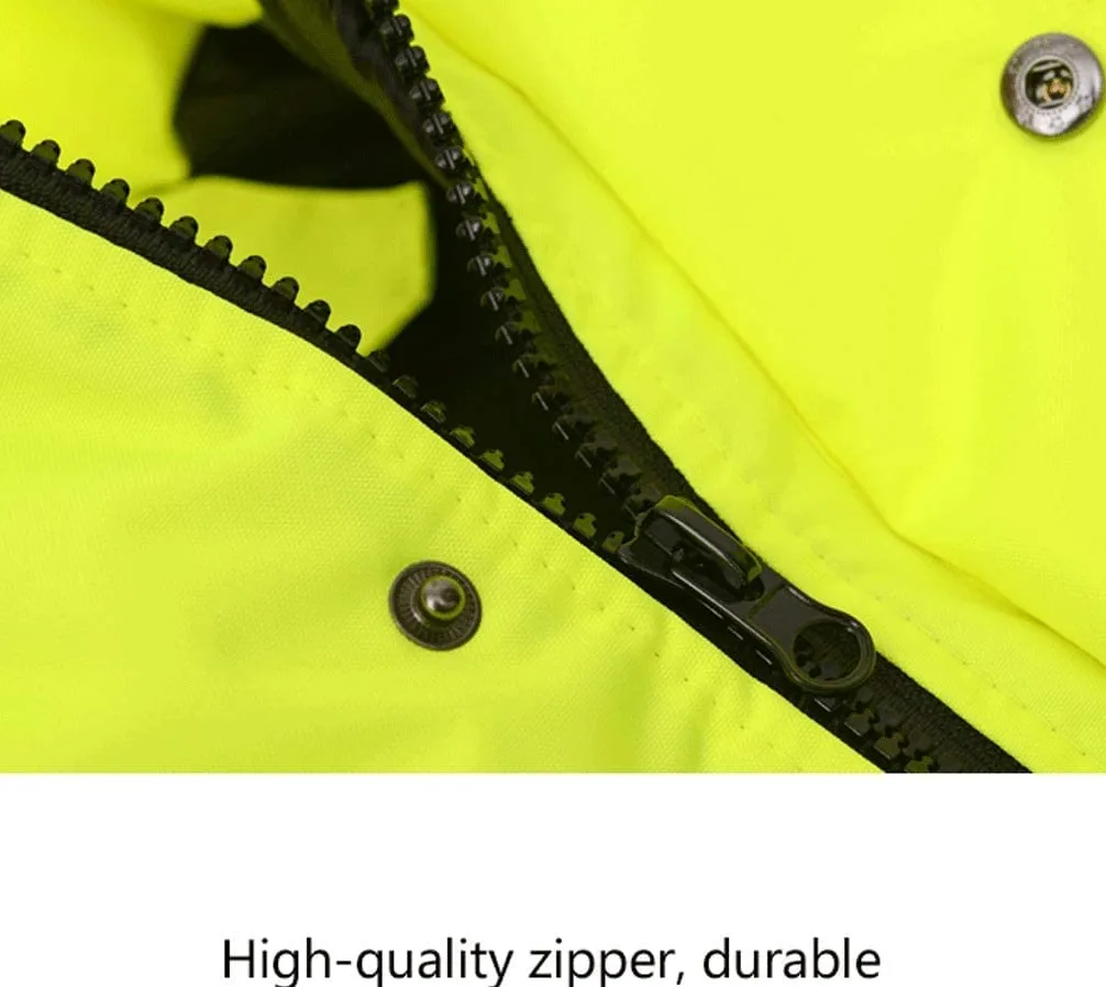 Chalecos Reflectantes de Alta Visibilidad, Tamaños múltiples del Amarillo Fluorescente Chaleco reflexivo Caliente Impermeable(XL)