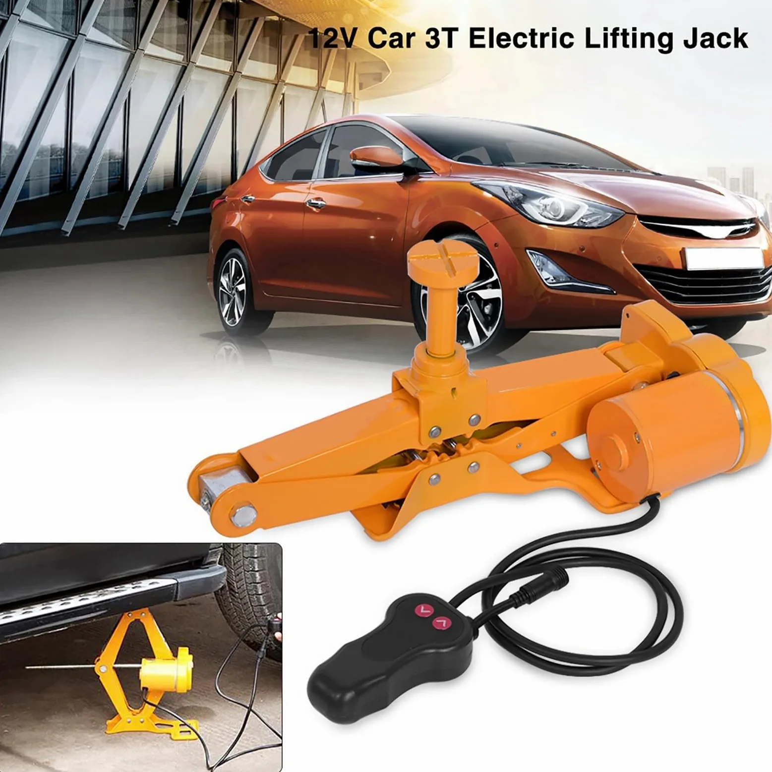 Caballete Coche Gato eléctrico para Coche automotriz de 3 toneladas, elevación, SUV, Furgoneta, Garaje y Equipo de Emergencia Gato Taller