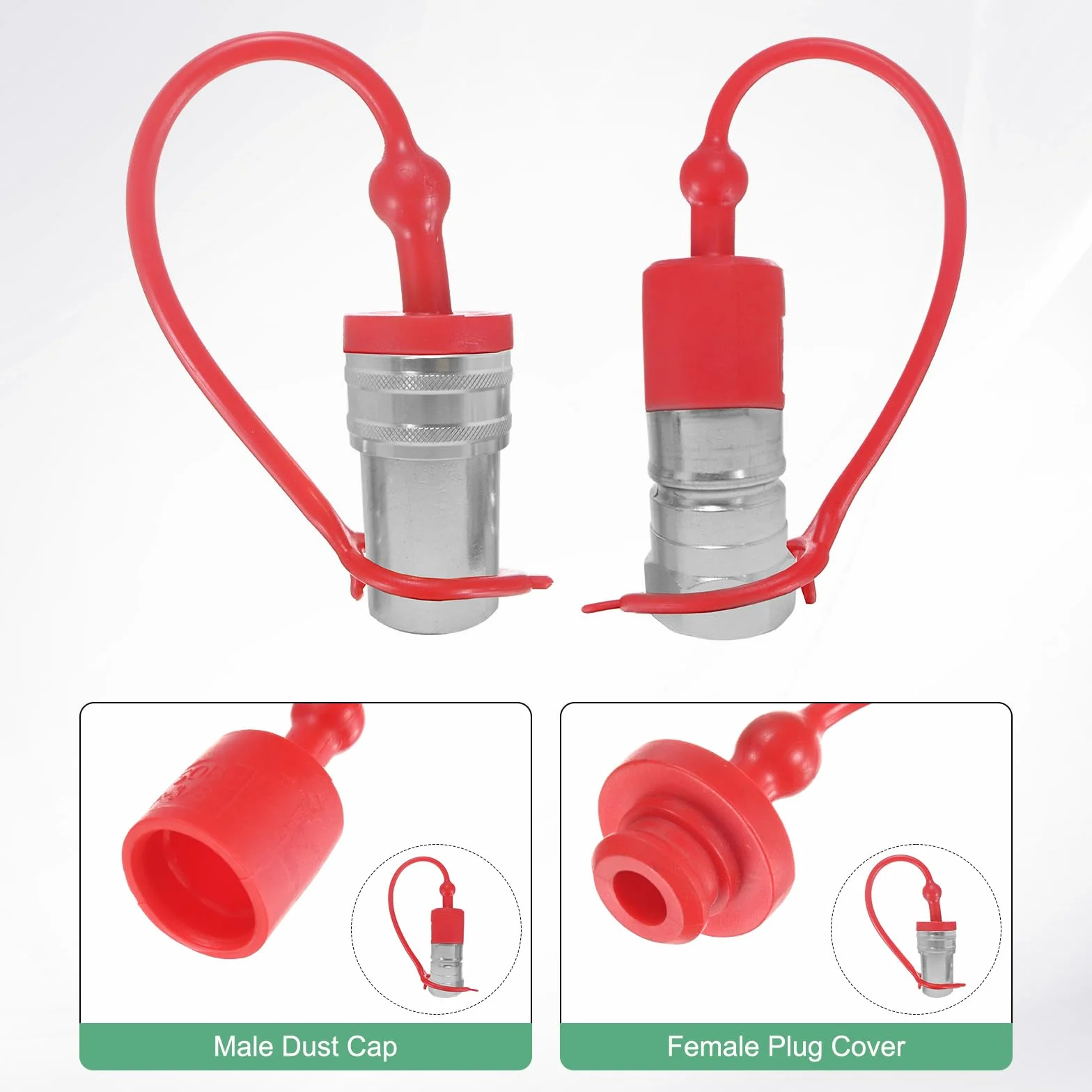 M METERXITY 4 Juegos Tapón Polvo Acopladores Hidráulicos Cubierta Enchufe Hembra 3/8 ISO-A PVC Anillo Retención