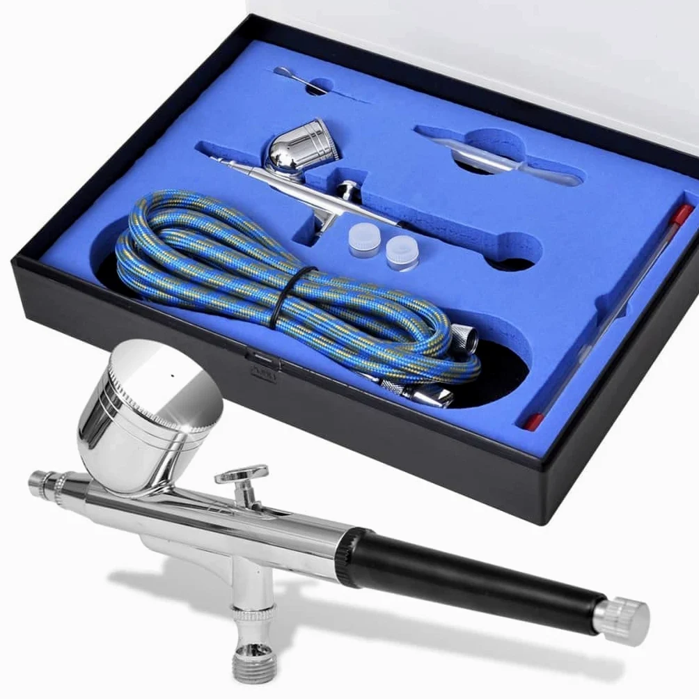 Kit de aerógrafo con boquillas de 0,2 0,3 0,5 mm, pistola pulverizadora para pintura de aire comprimido, vaso de 7 ml, manguera de 1,8 m, adaptador G1 4 a G1 8, pintura corporal para