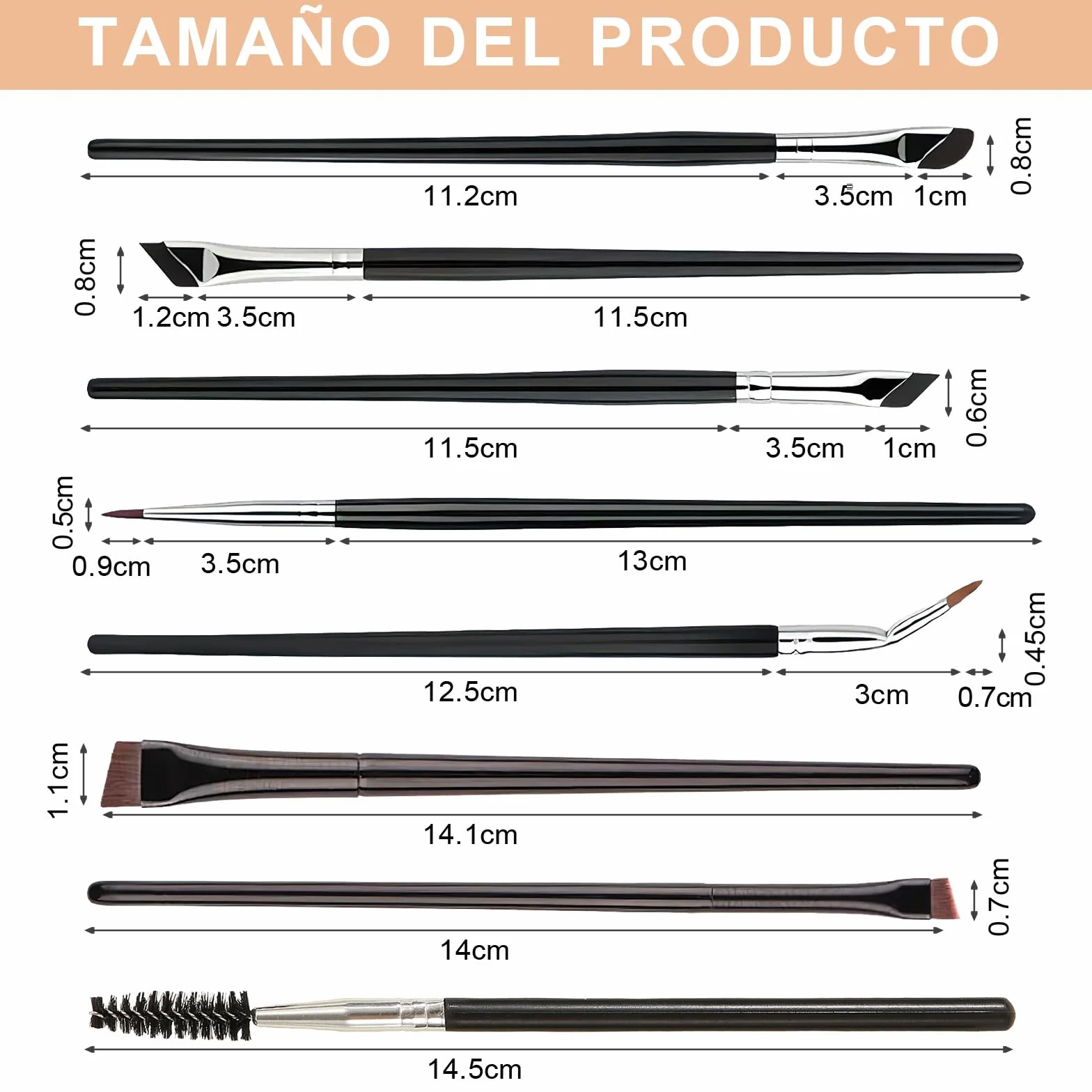 VEGCOO 8 Pinceles Delineador de Ojos, Maquillaje de Ojos Profesional