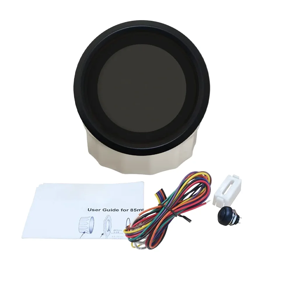 ELING Tacómetro digital de 85 mm, 0-19999 RPM horas de temperatura del agua, nivel de combustible de presión de aceite, voltios para coche, camión, moto, 12 V/24 V (negro y níquel)