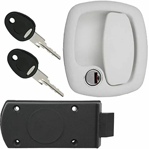 Cerradura de puerta de cierre automático para caravana, casa rodante, FF-System blanco FAP